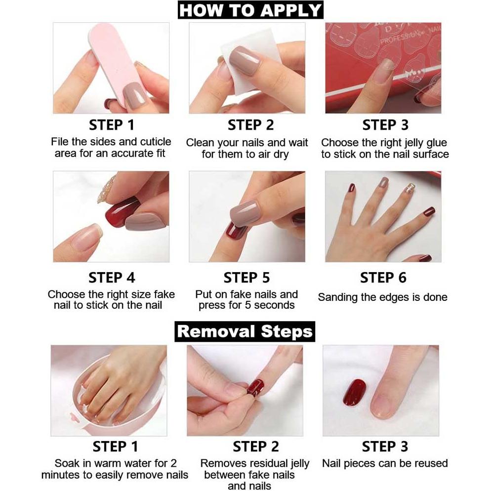 Uñas Postizas Almendras Negras RikView 24 PCS Ecológicas