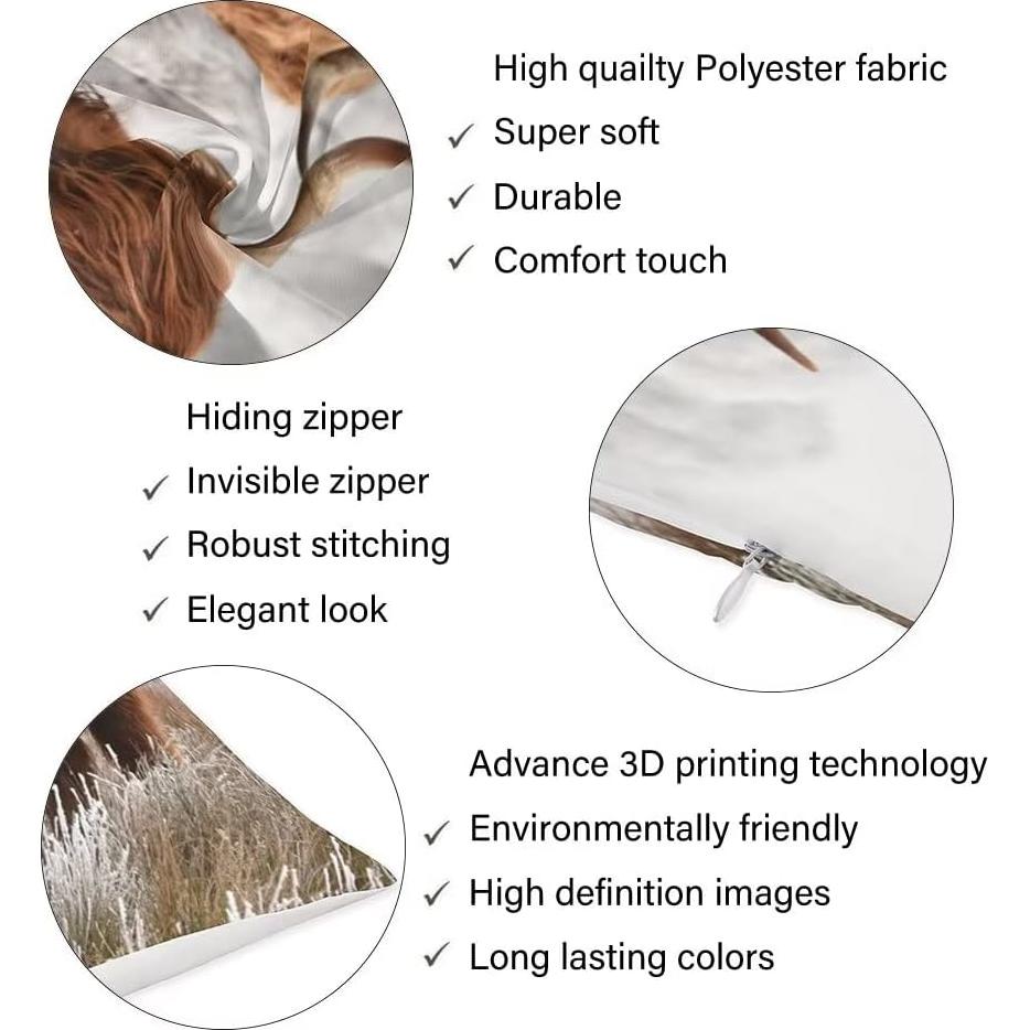 Funda de Cojín Rectangular YUDILINSA Vaca Campestre Juego de 2