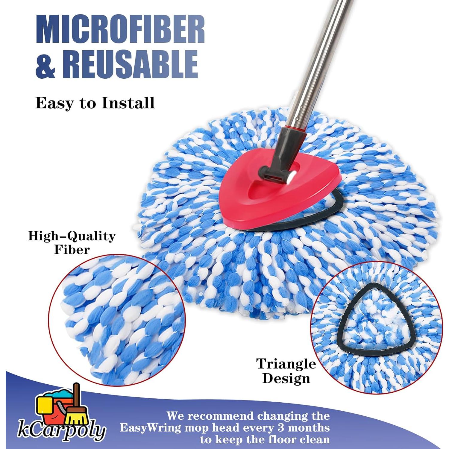 Paquete de 2 cabezales de microfibra kCarpoly para mopa EasyWring