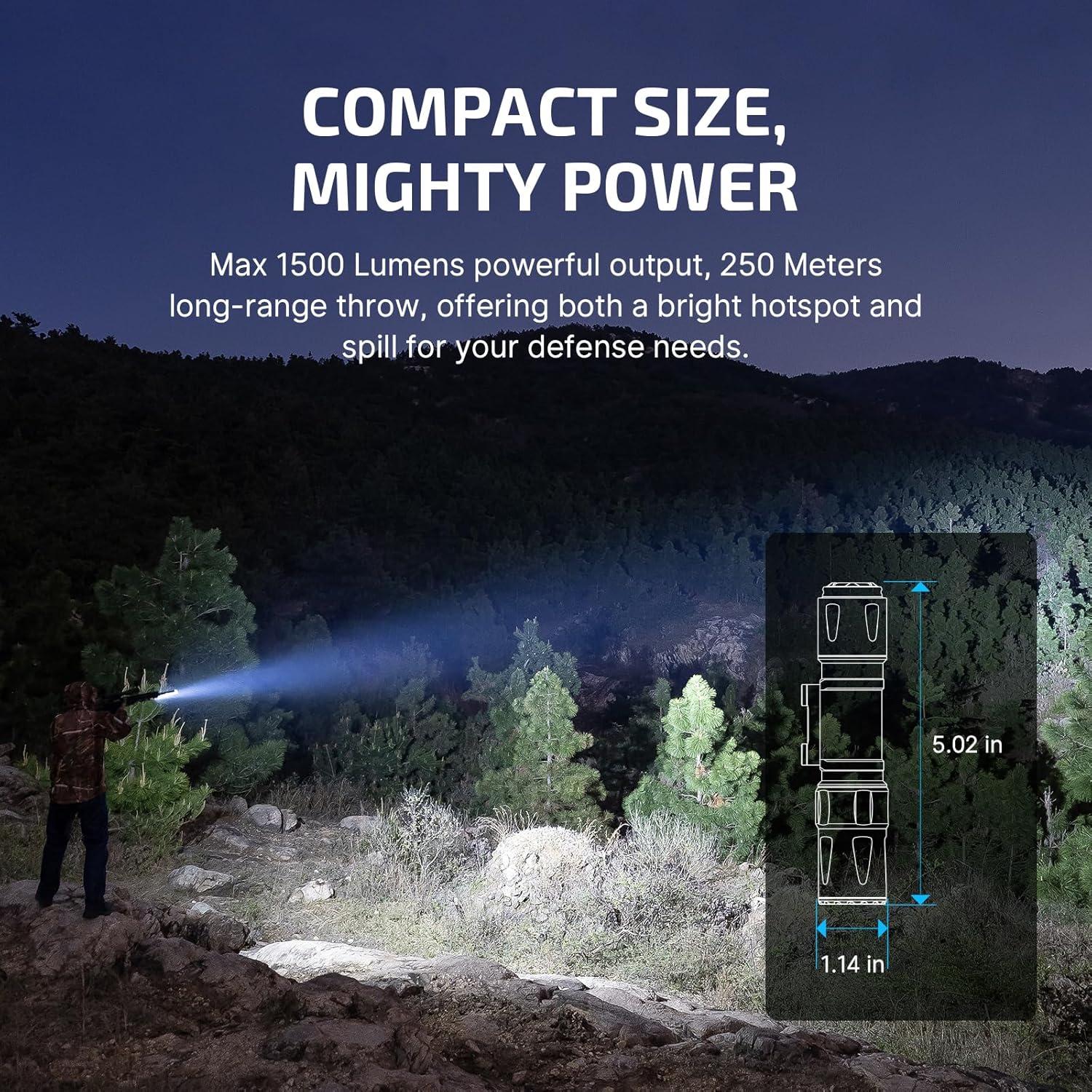 Linterna Táctica OLIGHT Odin S 1500 Lúmenes IPX8 Negra