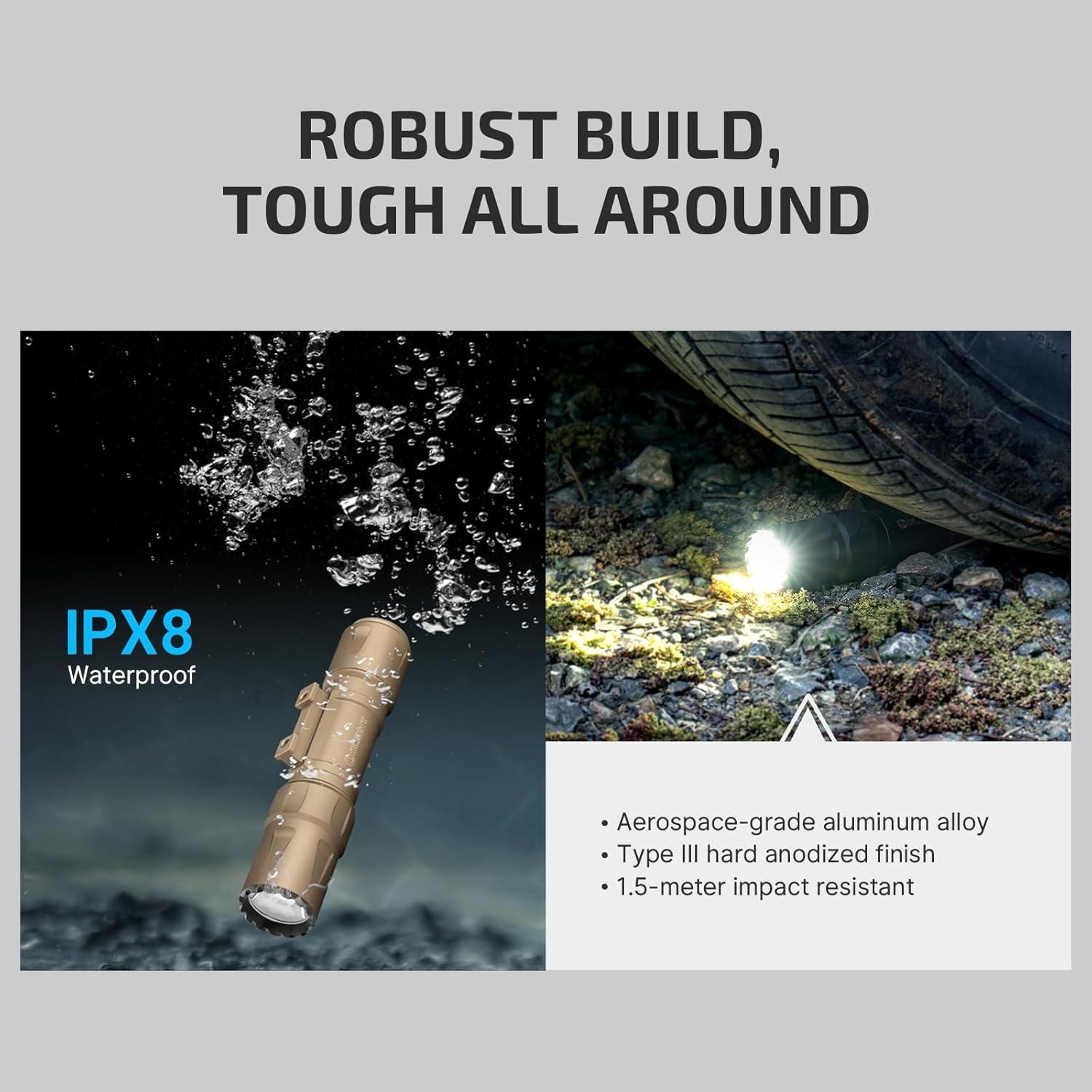 Linterna Táctica OLIGHT Odin S 1500 Lúmenes IPX8 Negra