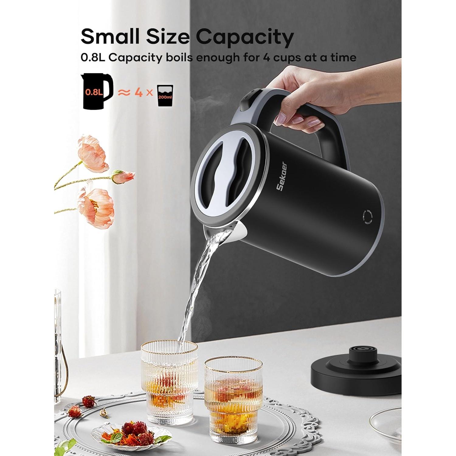 Hervidor Eléctrico Sekaer V01-B 0.8L Acero Inoxidable Portátil