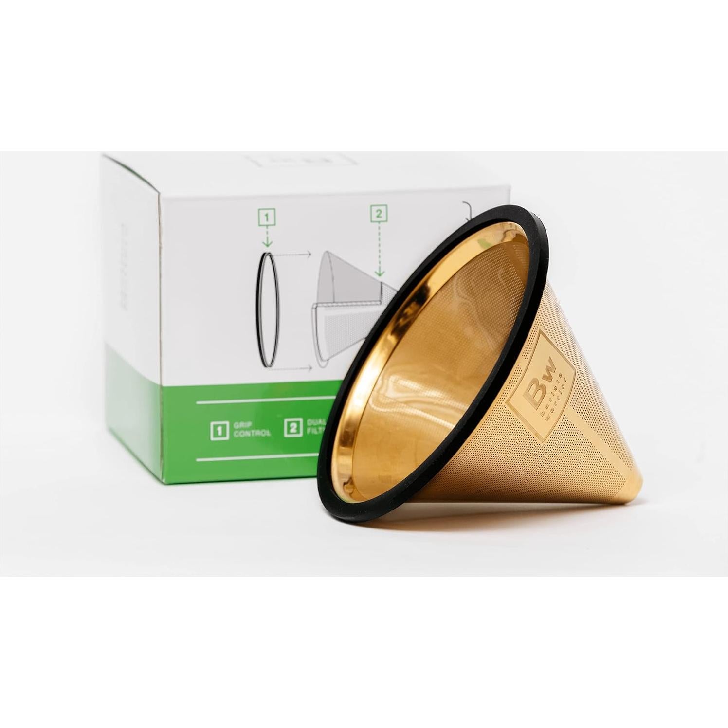 Filtro de Café Reutilizable Guerrero Barista - Acero Inoxidable Dorado