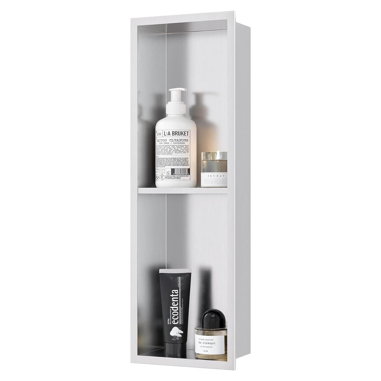 Nicho de Ducha Acero Inoxidable Qeke 60x20 cm Doble Estante