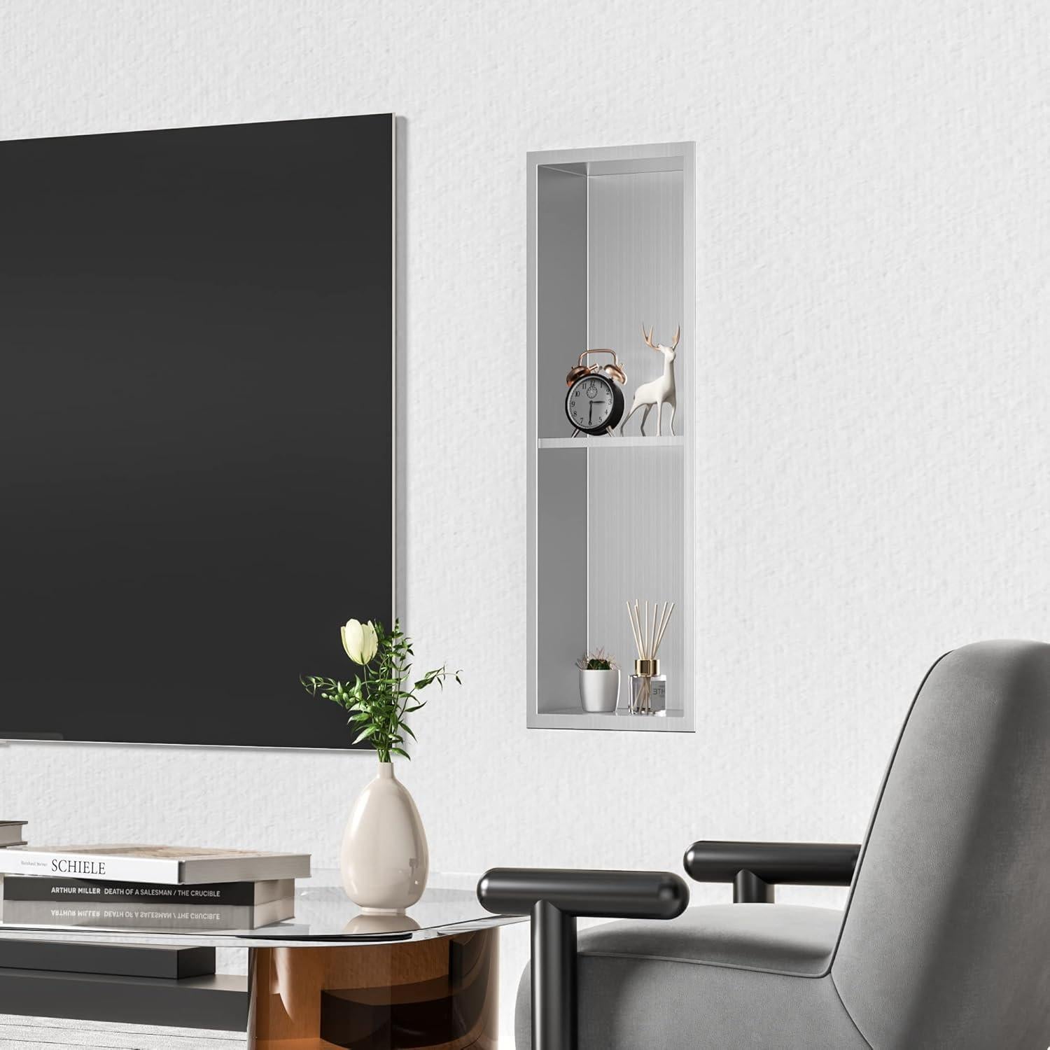 Nicho de Ducha Acero Inoxidable Qeke 60x20 cm Doble Estante