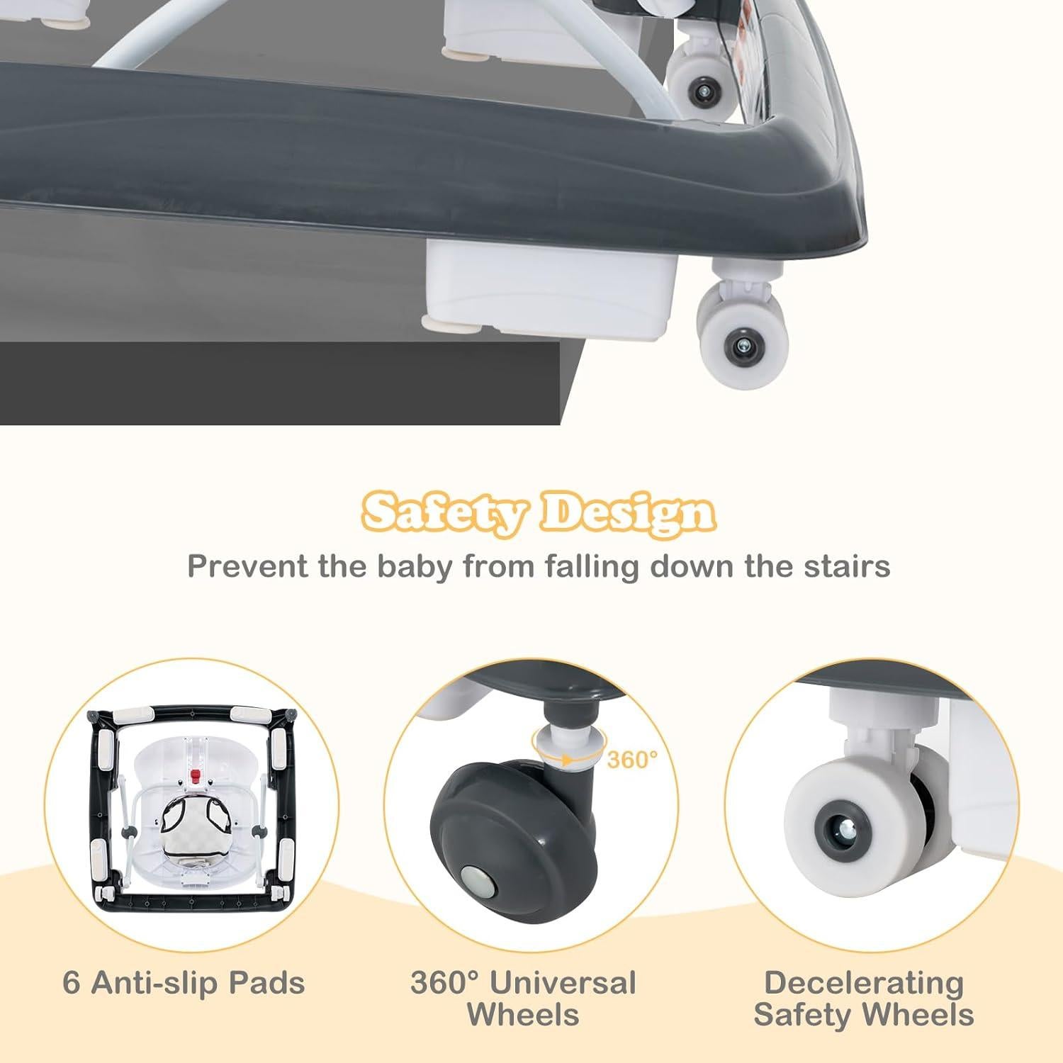 Andador Plegable INFANS 3 en 1 con Música y Altura Ajustable