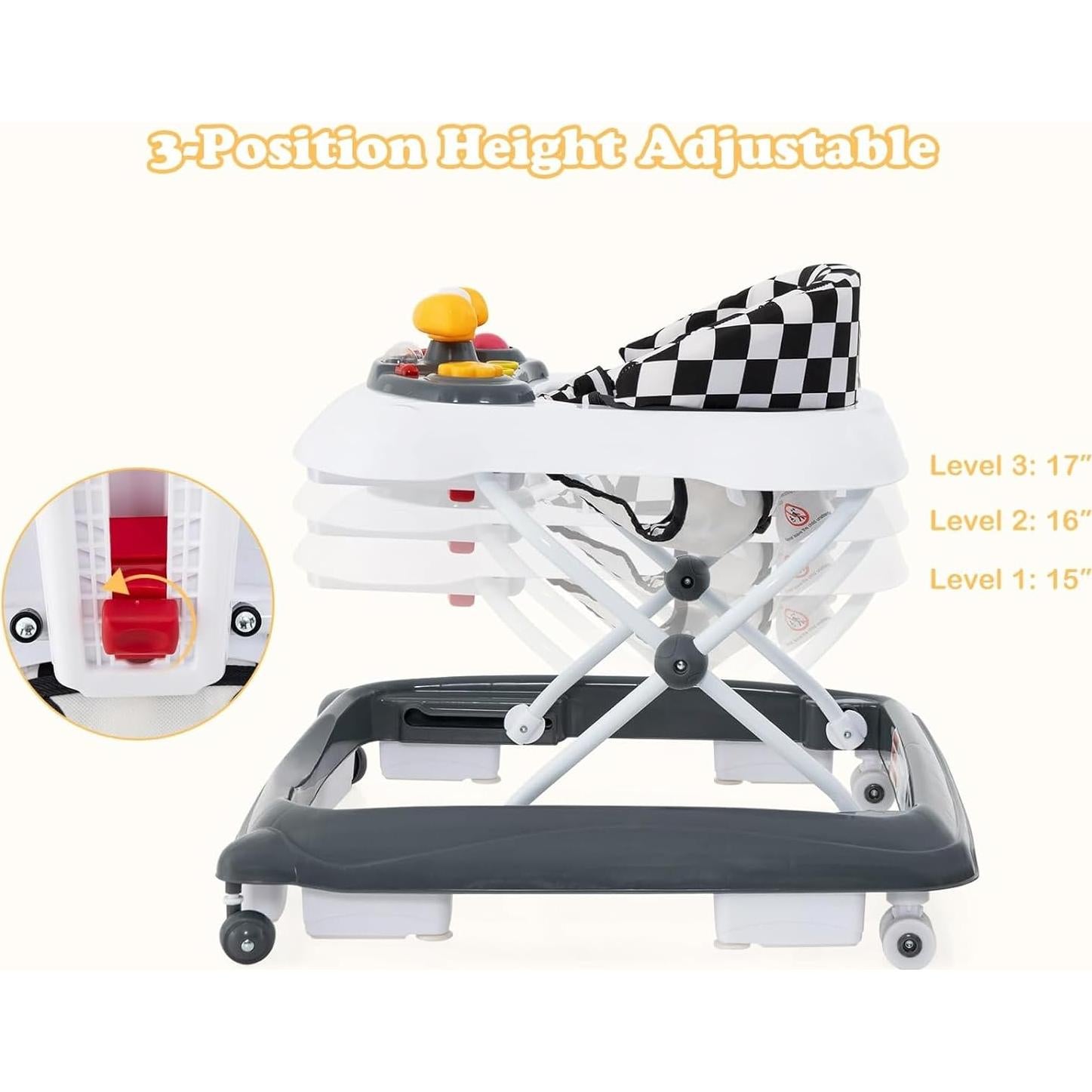 Andador Plegable INFANS 3 en 1 con Música y Altura Ajustable