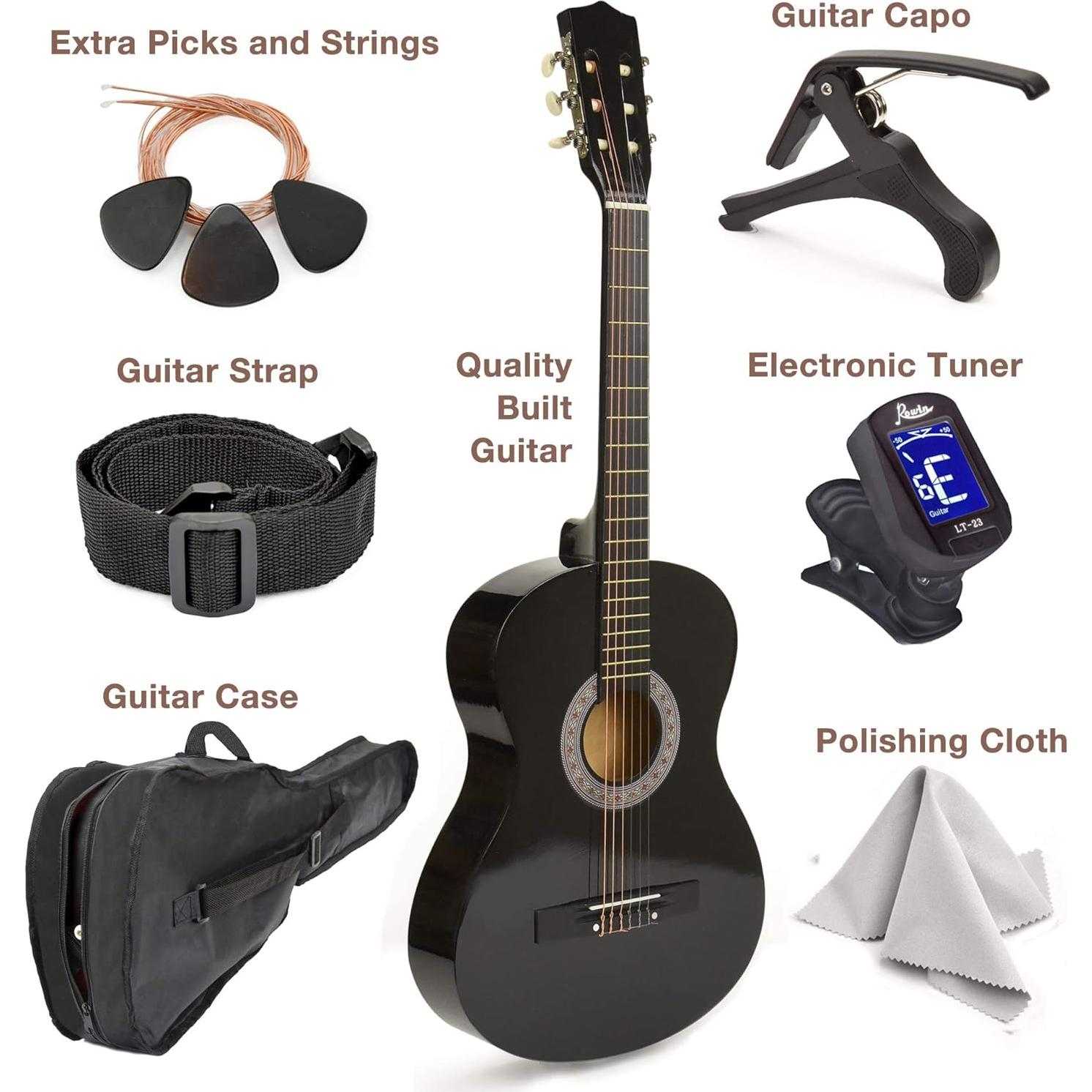 Guitarra Clásica para Zurdos Master-Play 76 cm Negra con Estuche