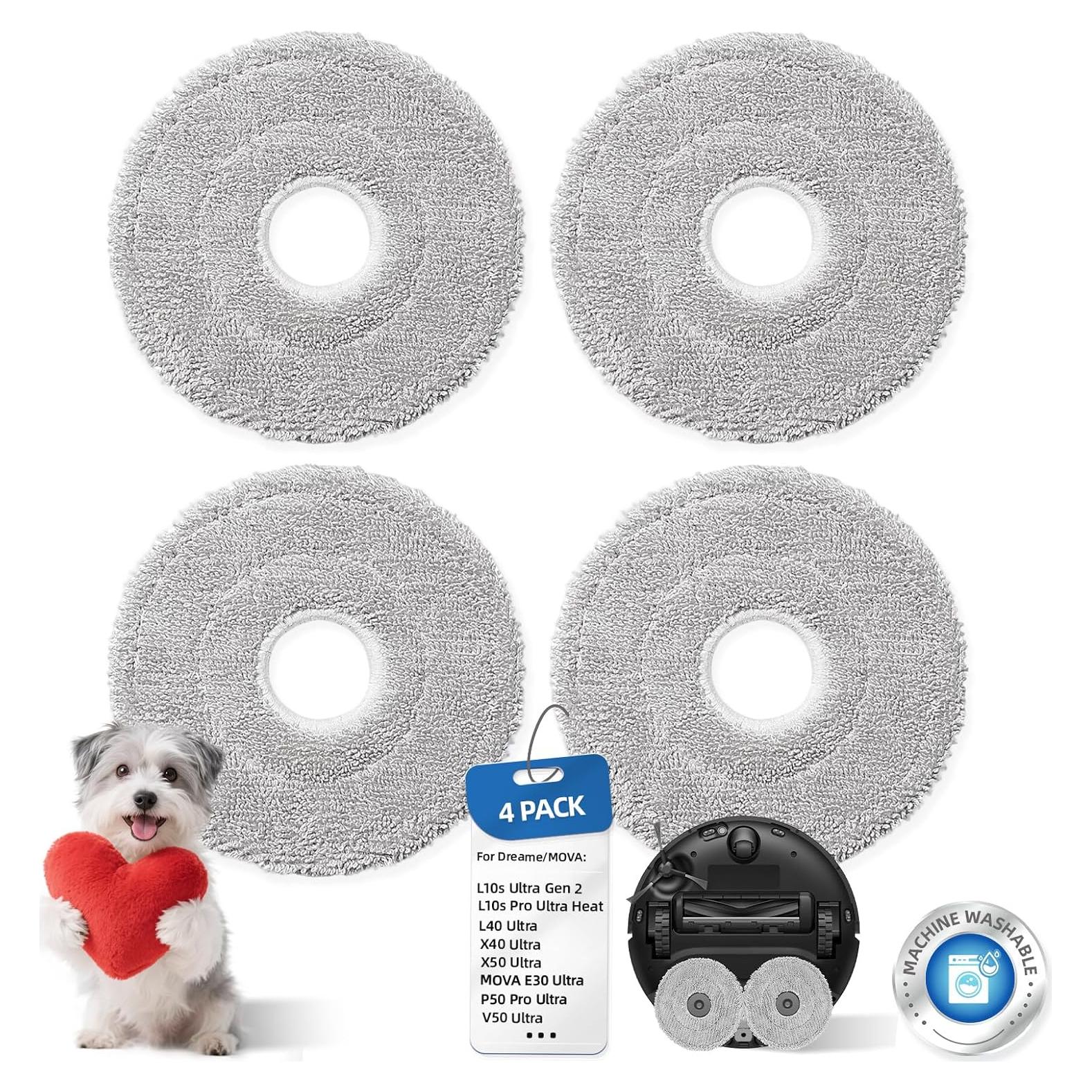 4 Almohadillas de Mopa Lavables Oxfraki para Robot Aspiradora