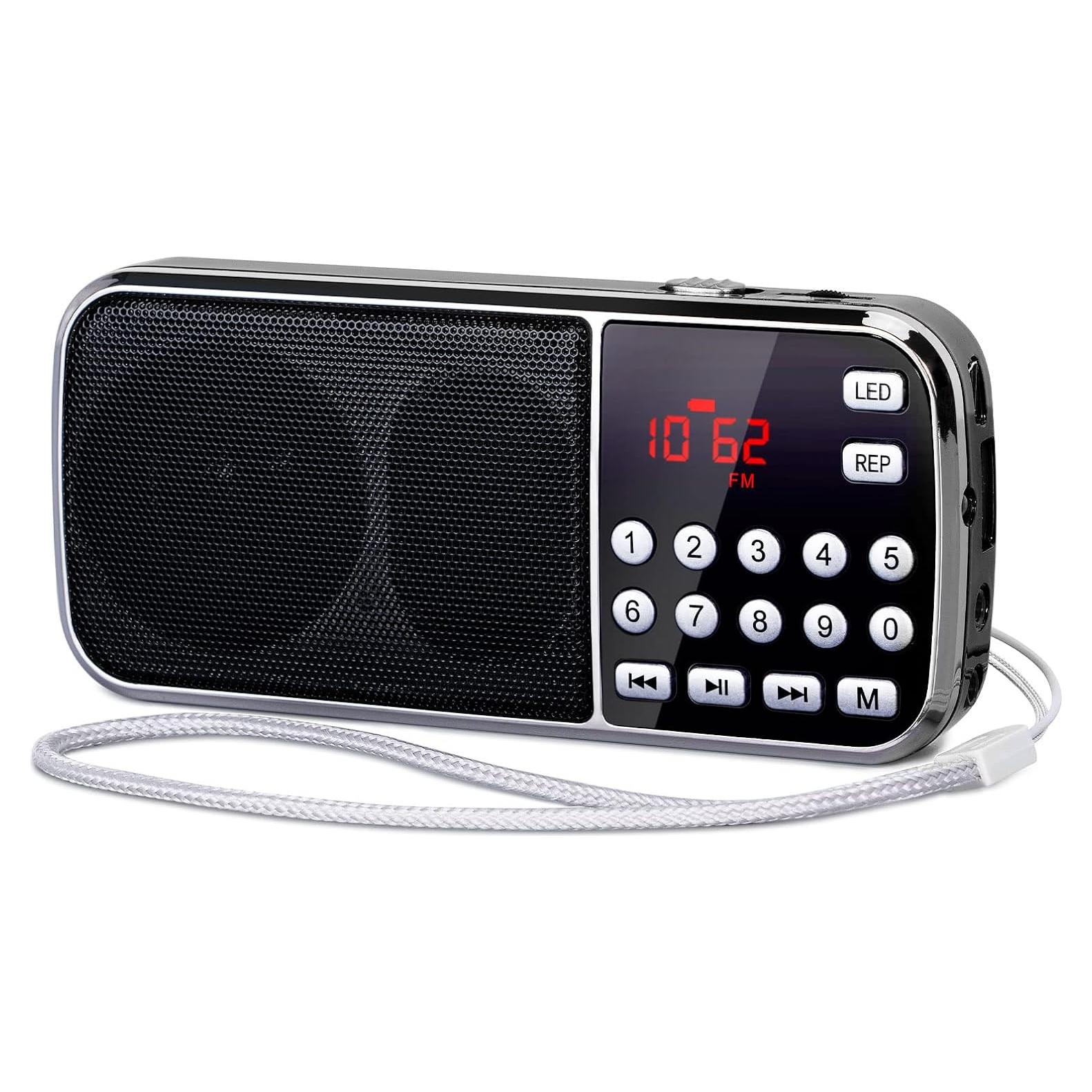 Radio Portátil AM FM Bluetooth PRUNUS J-189 con Linterna LED