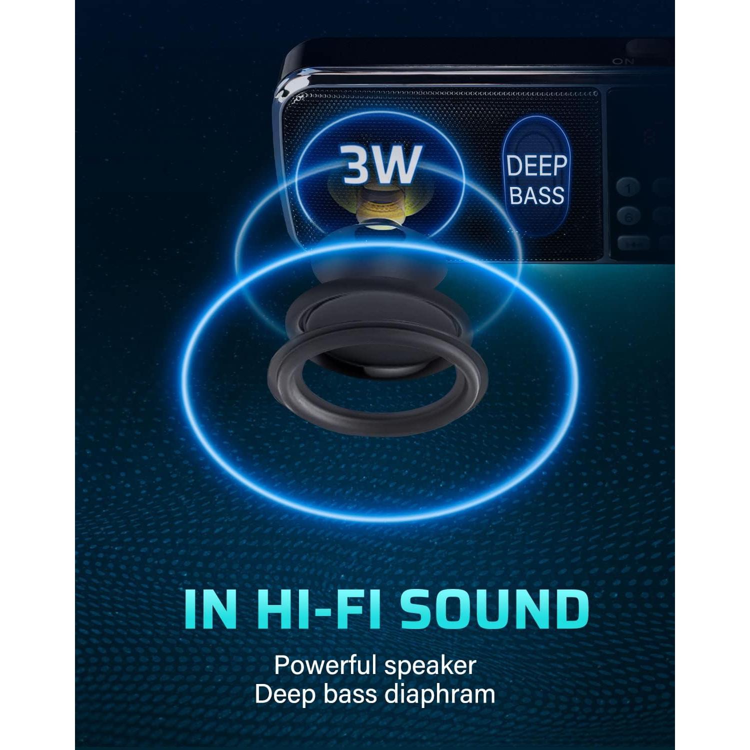 Radio Portátil AM FM Bluetooth PRUNUS J-189 con Linterna LED