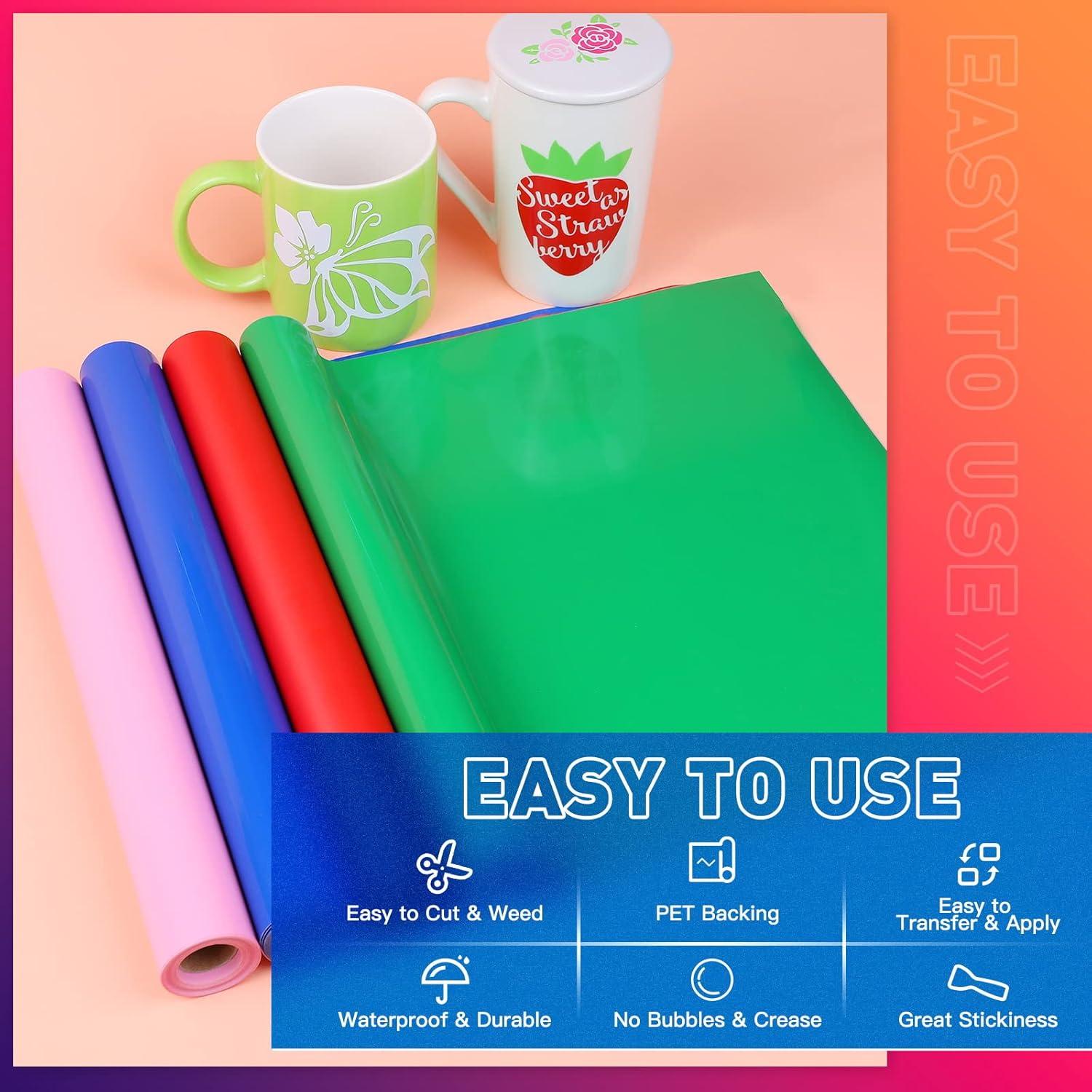 Rollos de Vinilo Adhesivo Permanente Azul HTVRONT 30.48 cm x 3.35 m