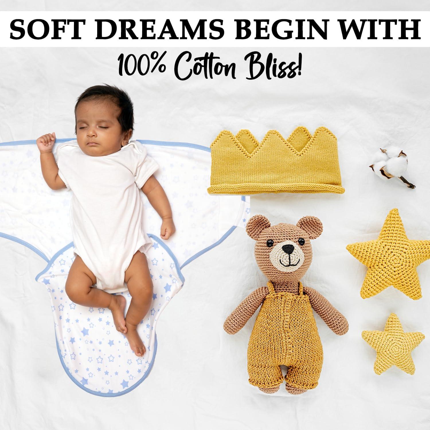 Saco de dormir para bebés Babykinz 0-3 meses 100% algodón