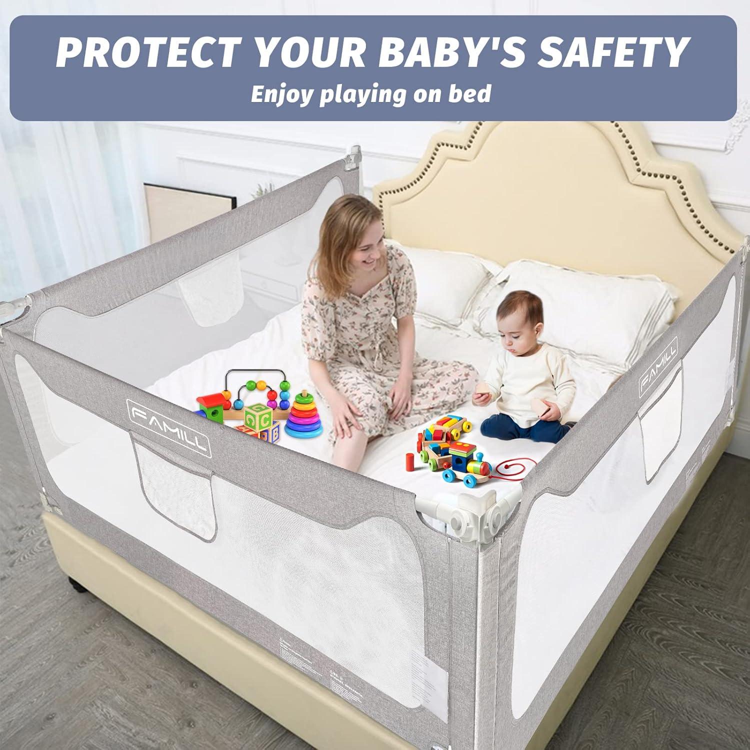 Barandilla para Cunas FAMILL 99 cm Gris - Seguridad Mejorada