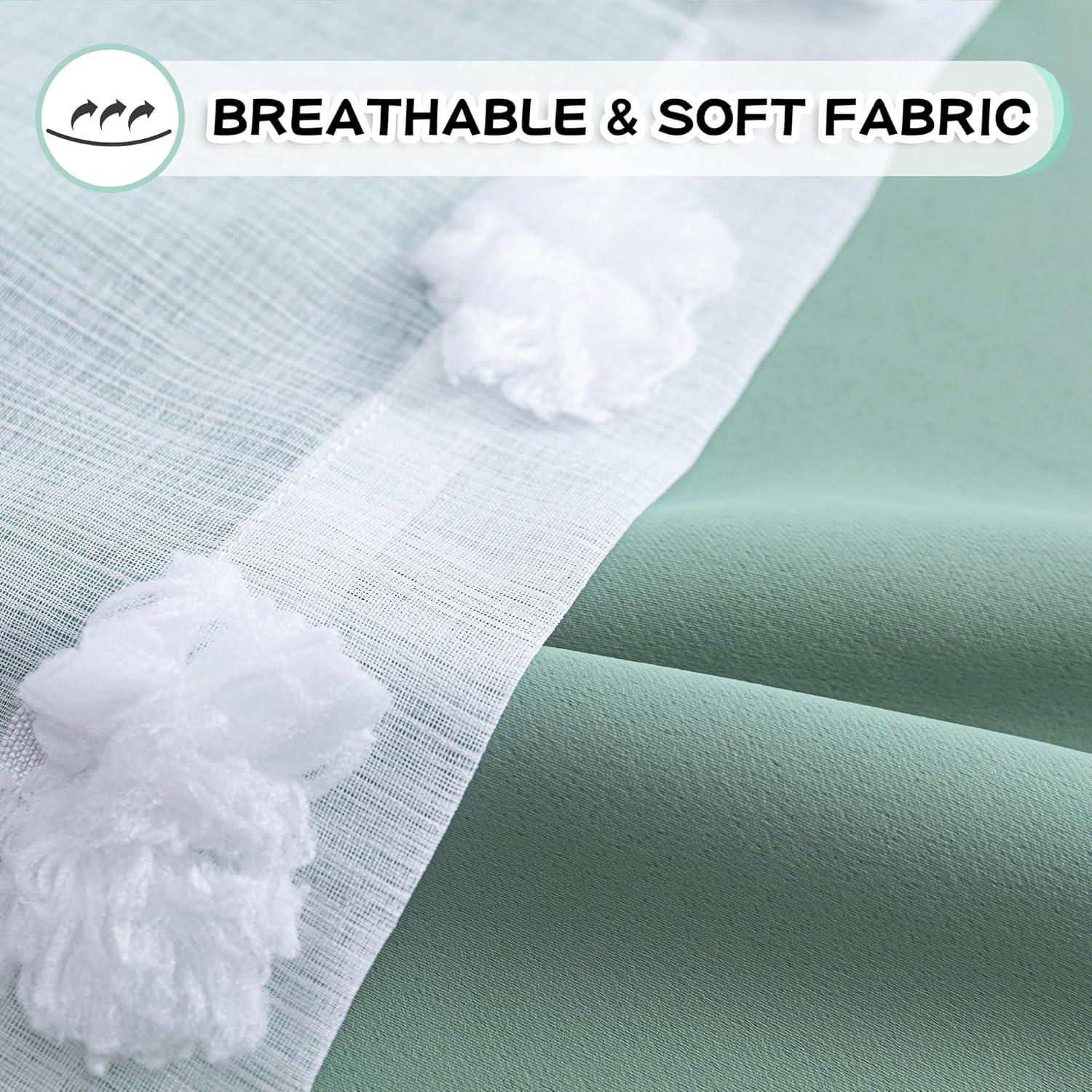 Cortinas MYSKY HOME Aqua 132x137 cm Doble Capa con Pom Pom