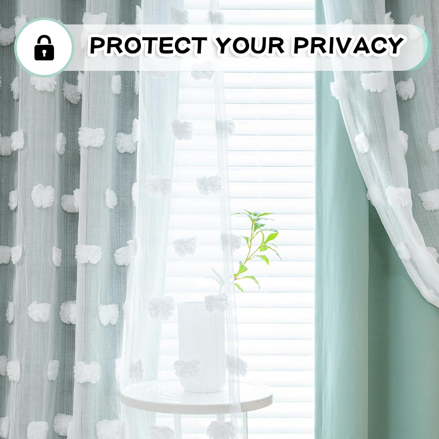 Cortinas MYSKY HOME Aqua 132x137 cm Doble Capa con Pom Pom