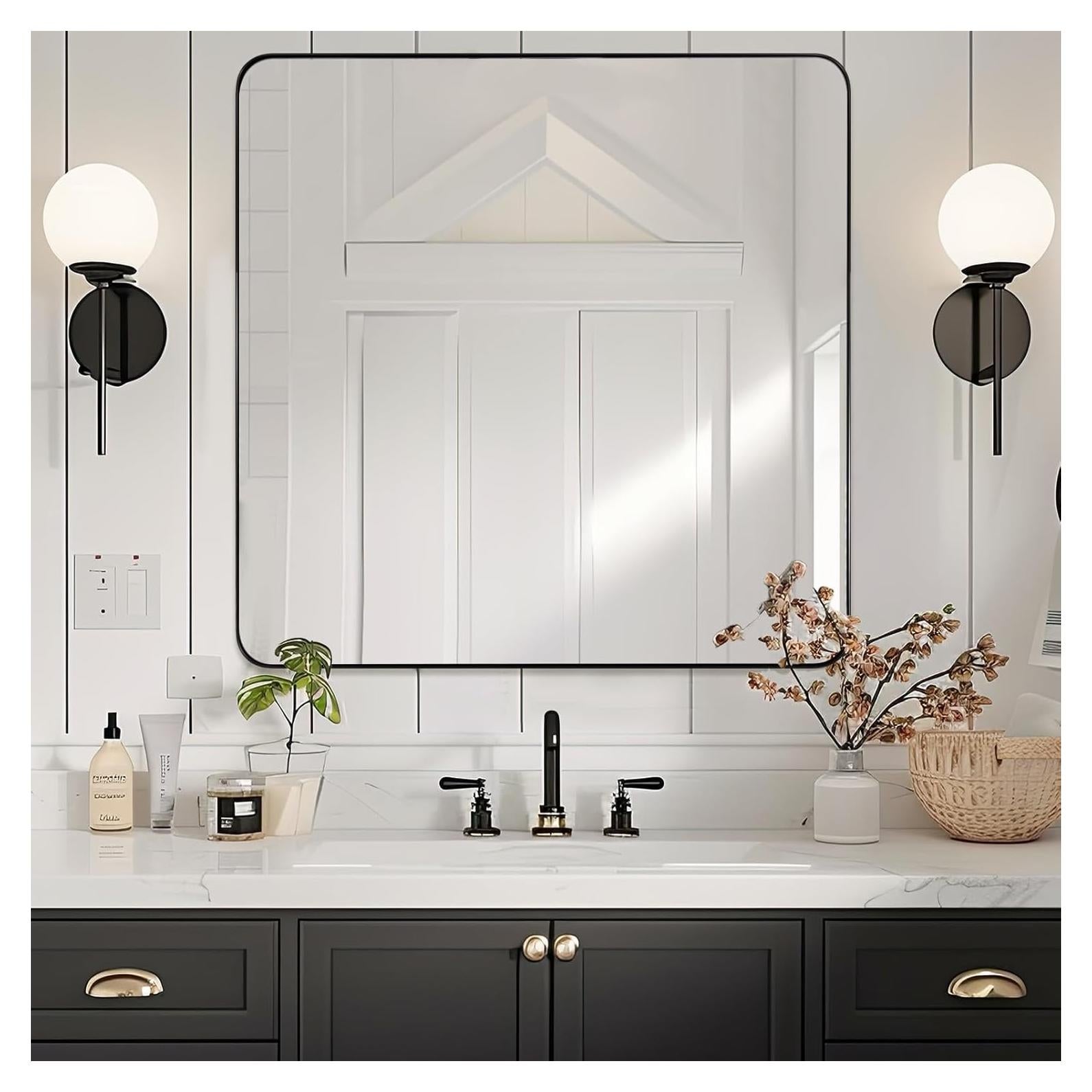 Espejo de Pared Cuadrado ANDY STAR 61x61 cm Negro Mate