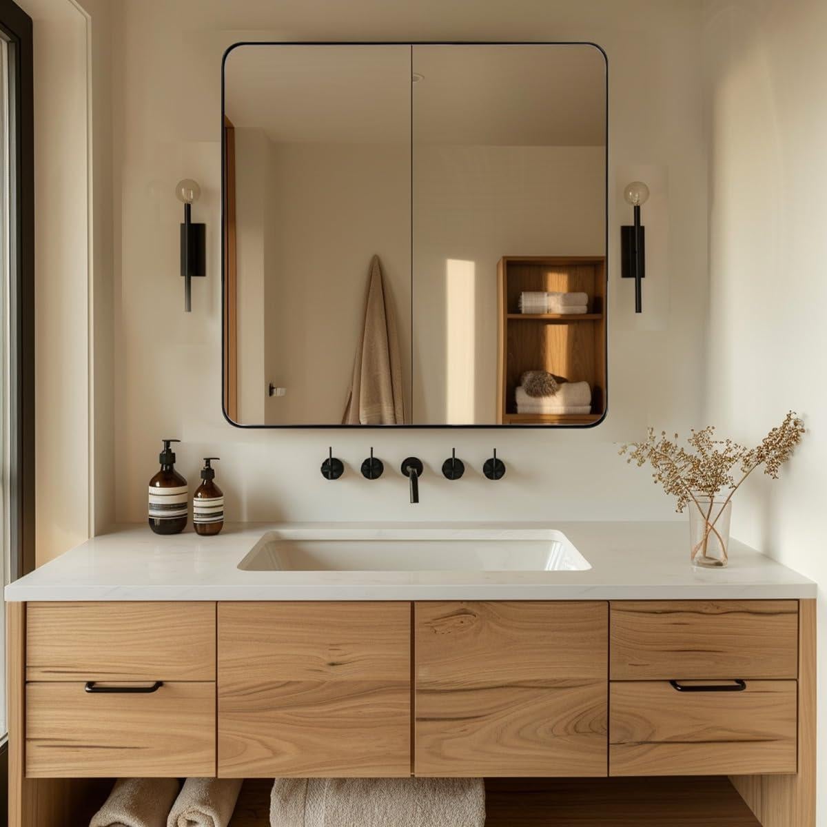 Espejo de Pared Cuadrado ANDY STAR 61x61 cm Negro Mate