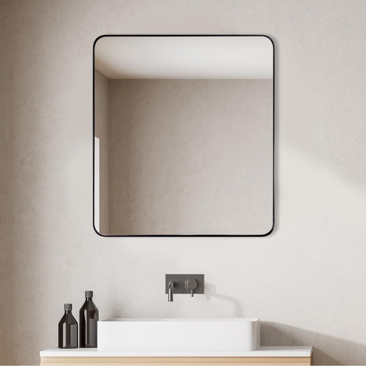 Espejo de Pared Cuadrado ANDY STAR 61x61 cm Negro Mate