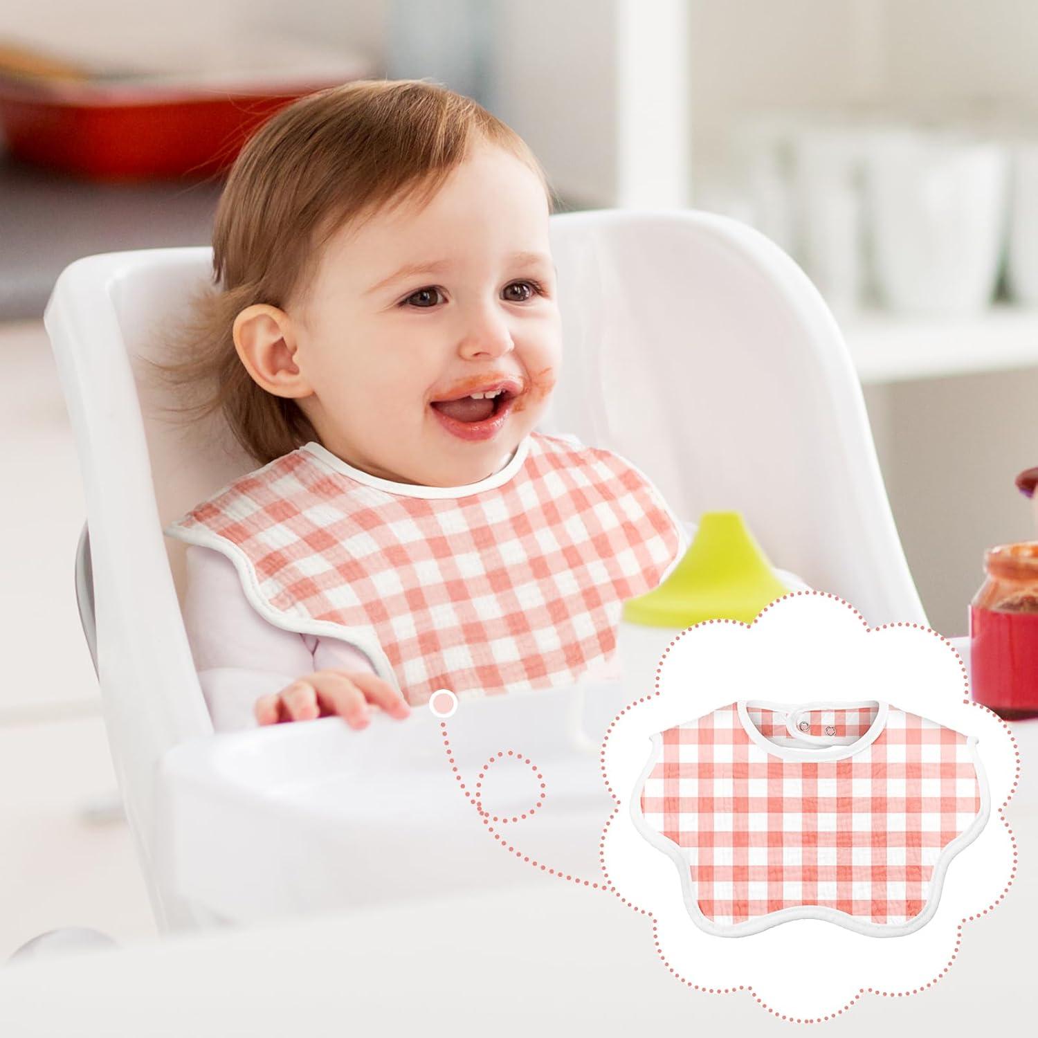 Paquete de 6 Baberos de Muselina 100% Algodón Ajustables