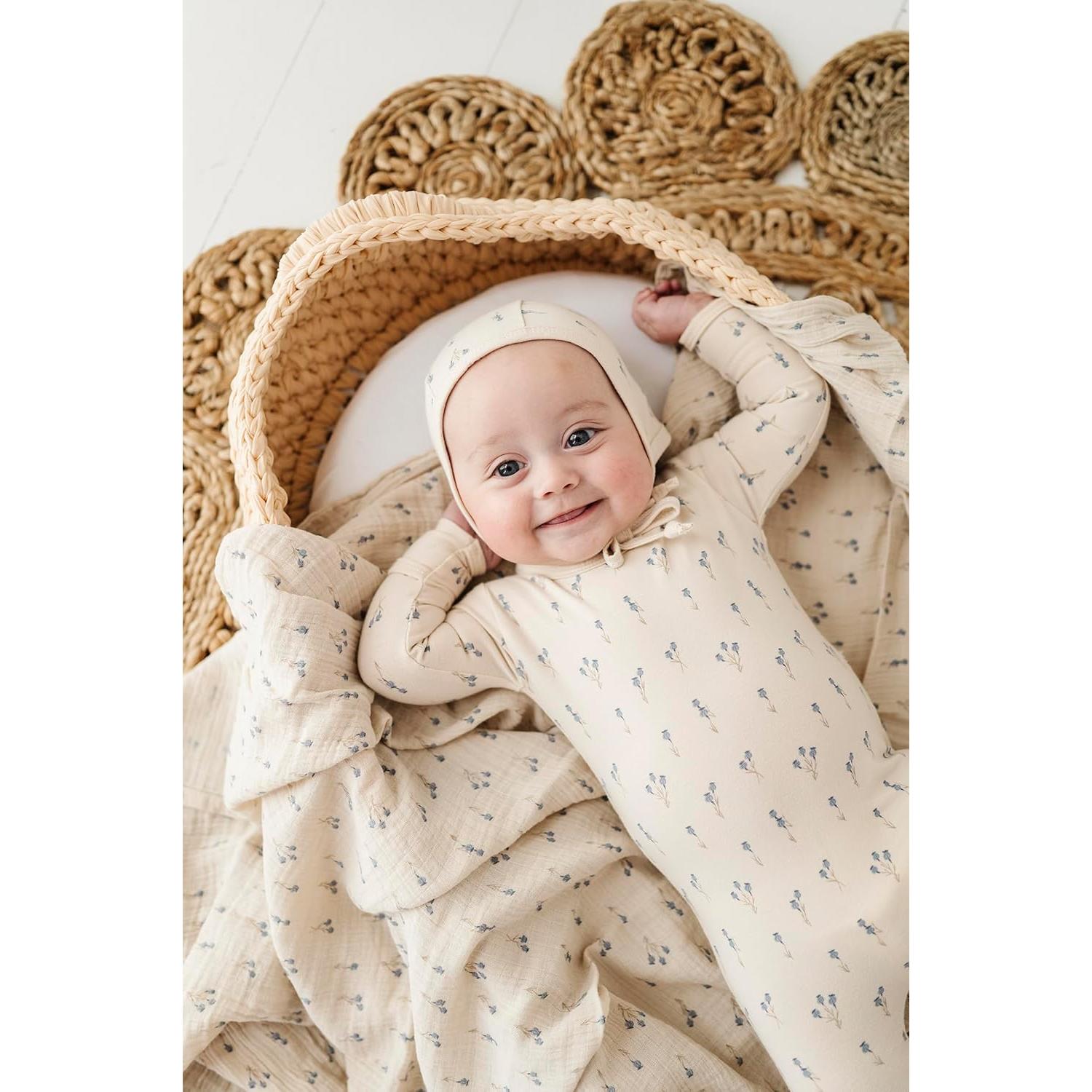 Ely's & Co. Manta de Muselina 3-Pack 100% Algodón Azul