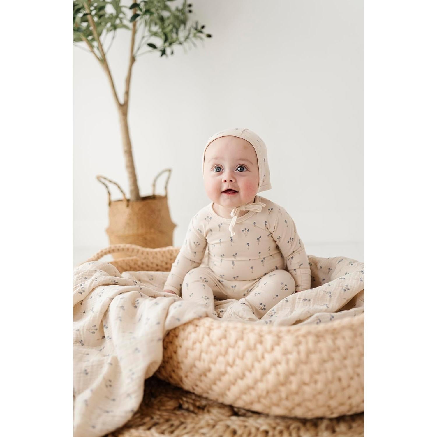 Ely's & Co. Manta de Muselina 3-Pack 100% Algodón Azul