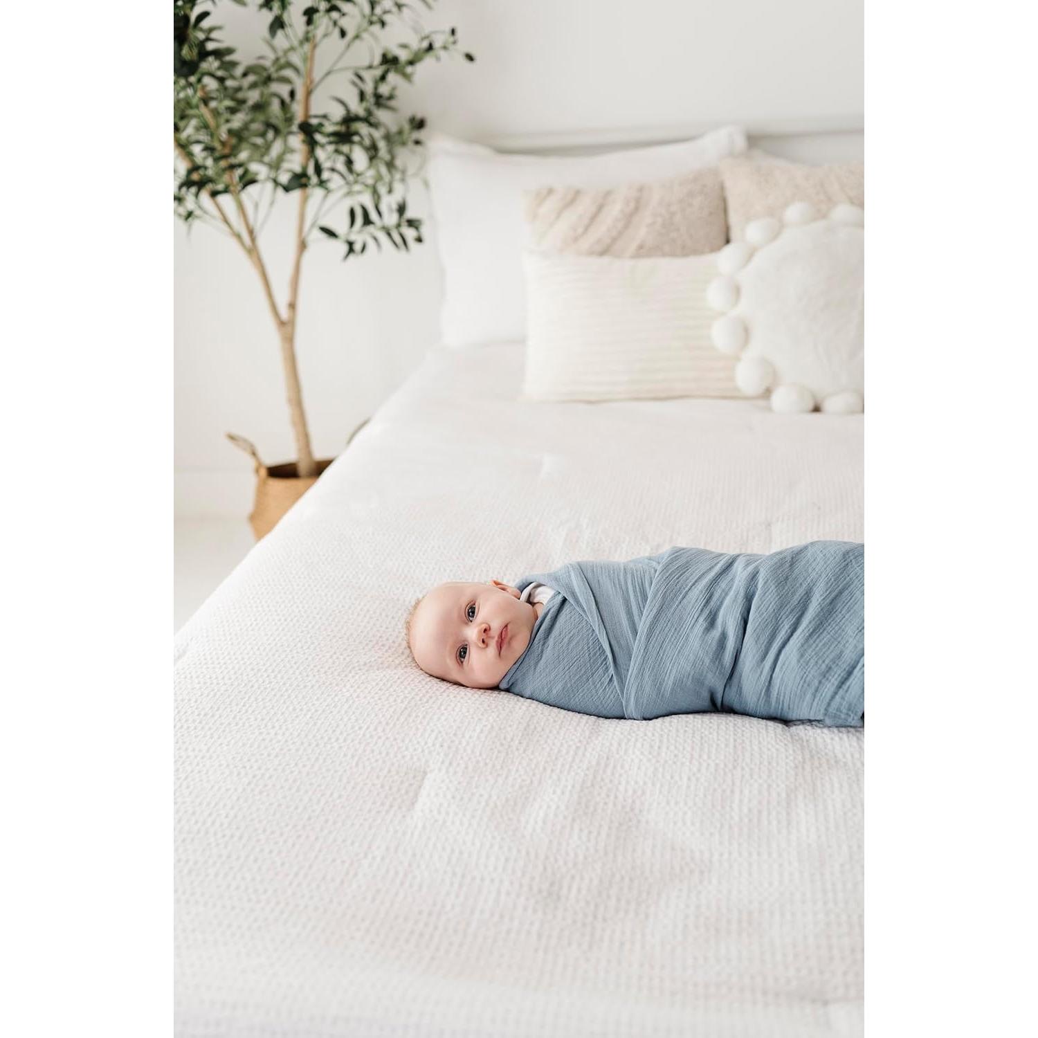 Ely's & Co. Manta de Muselina 3-Pack 100% Algodón Azul