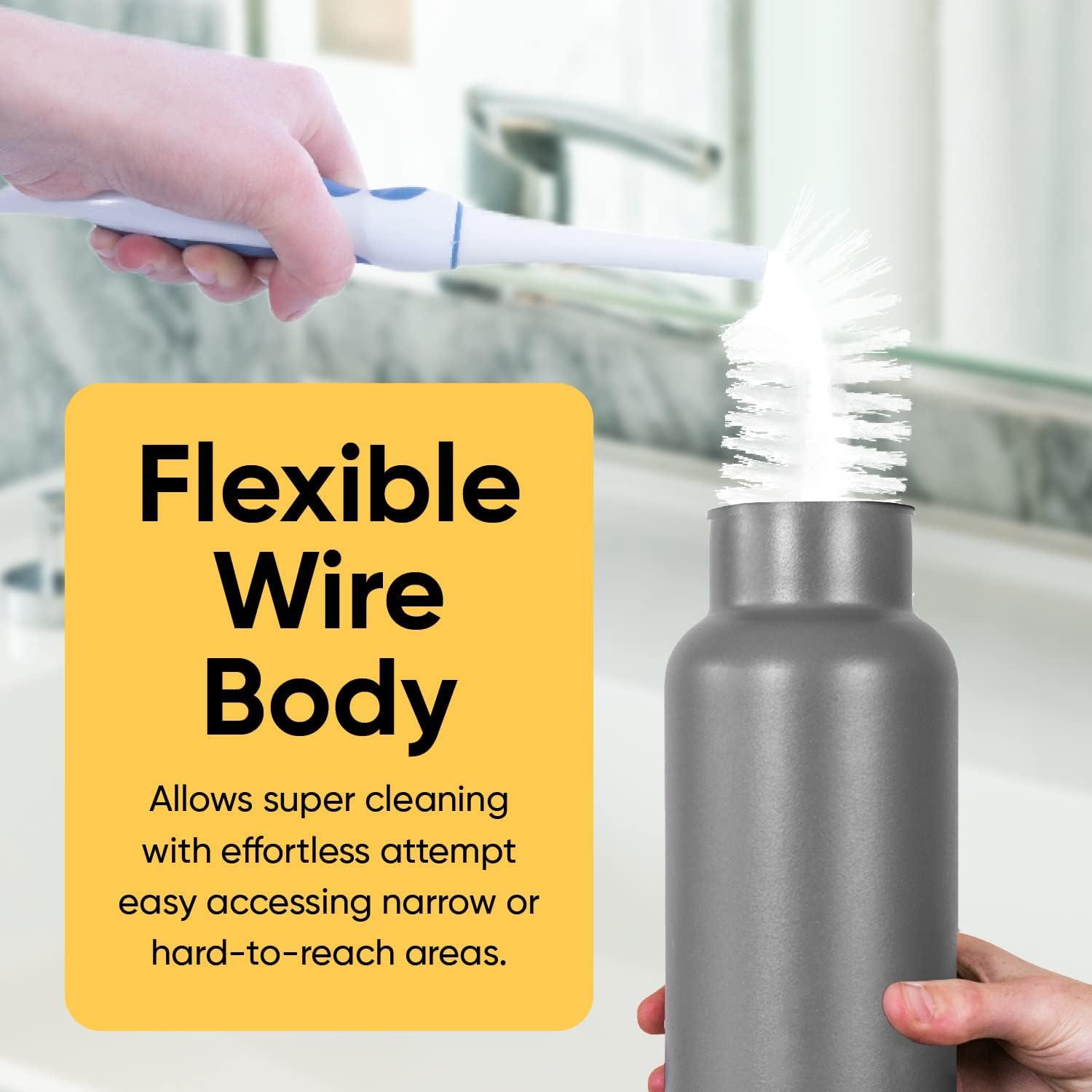 Cepillo de Botellas Superio Azul y Blanco con Mango Ergonómico