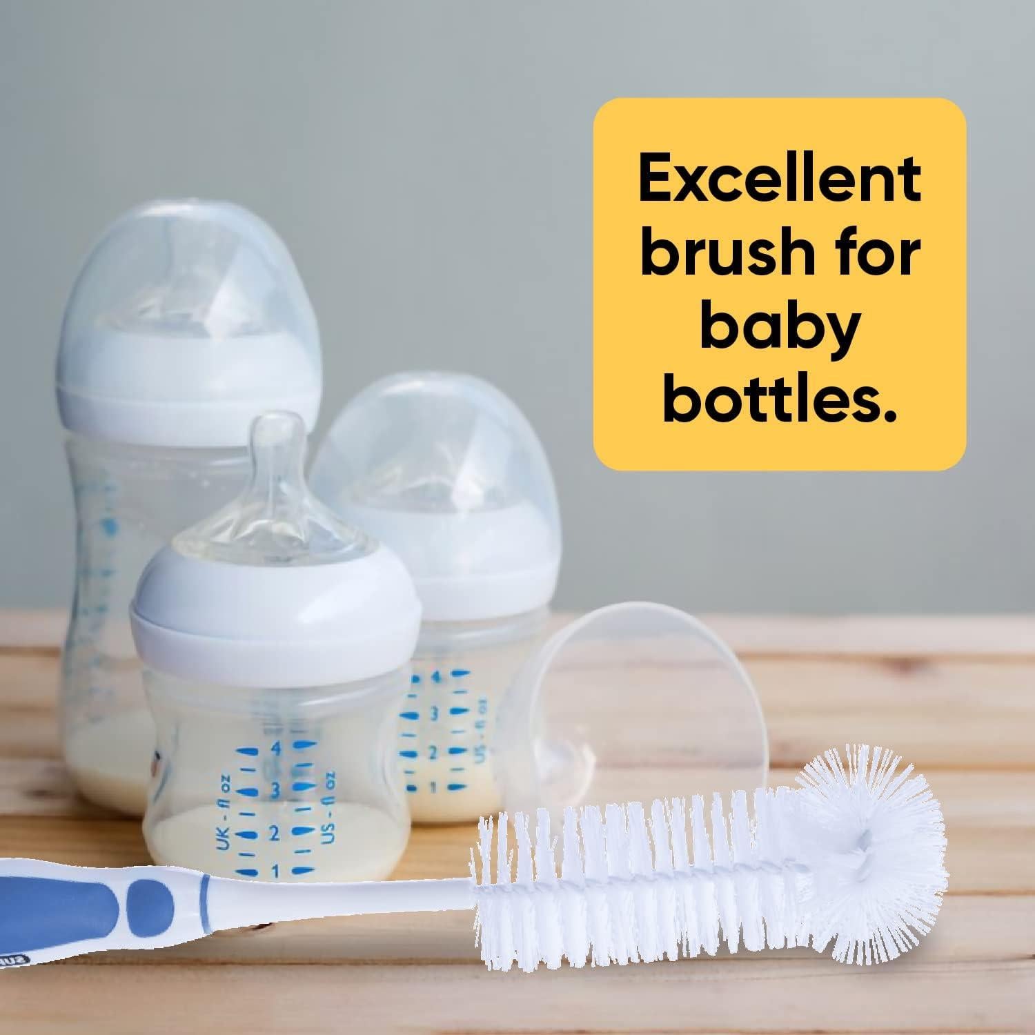 Cepillo de Botellas Superio Azul y Blanco con Mango Ergonómico