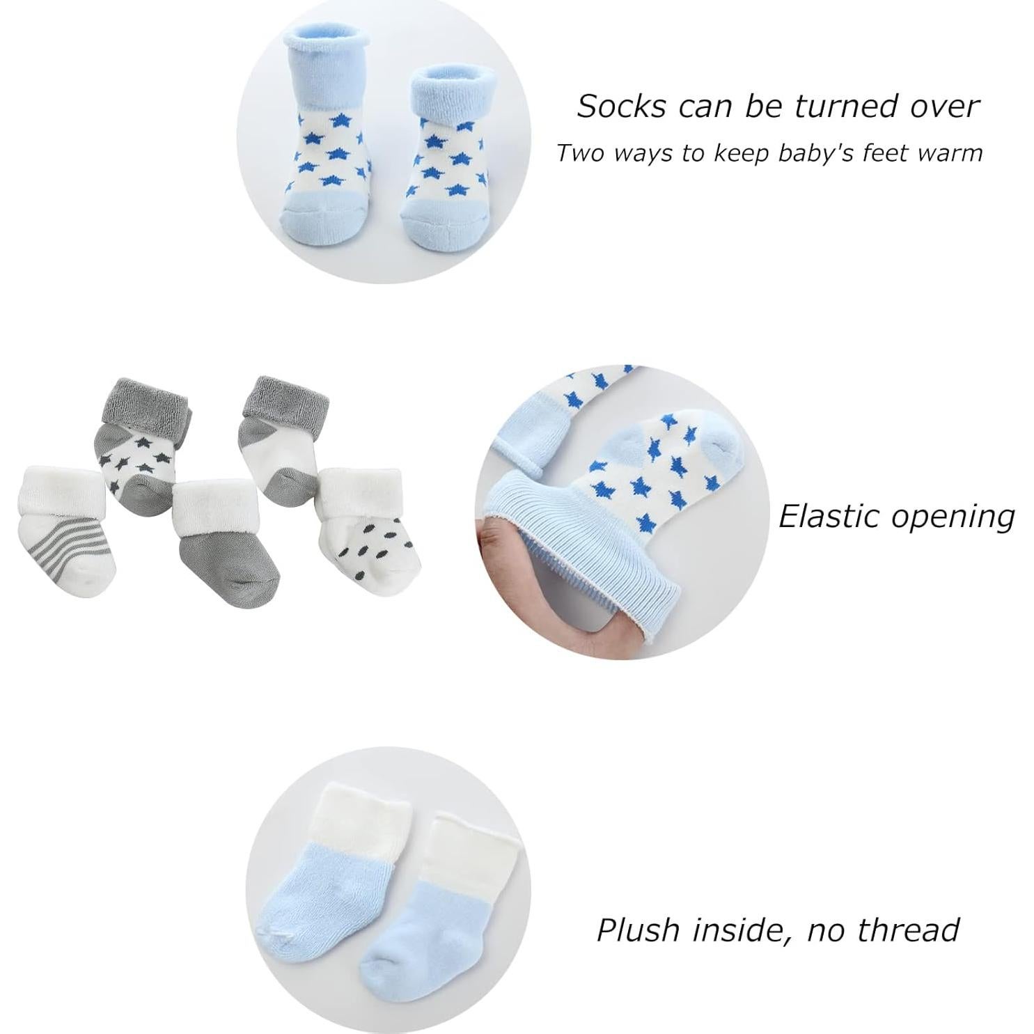 Conjunto de Gorro, Manoplas y Calcetines Algodón Bebé 0-6 Meses