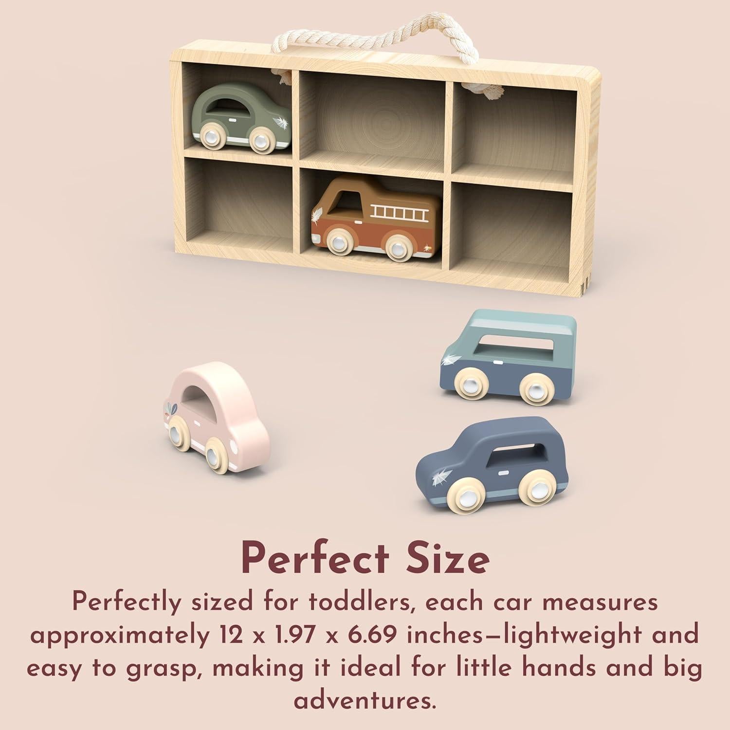 Juego de Coches de Madera Speedy Monkey - 6 Vehículos Coloridos