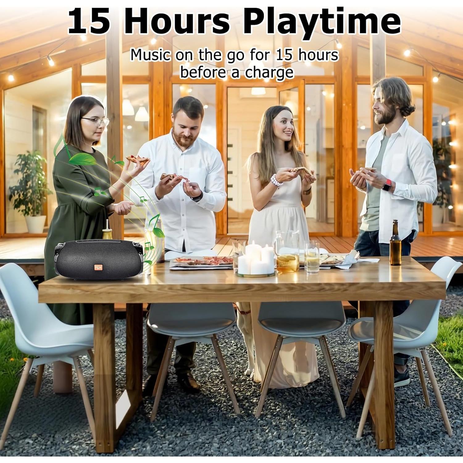 Altavoz Bluetooth Portátil Hopjuery TG534 Negro Impermeable IPX4