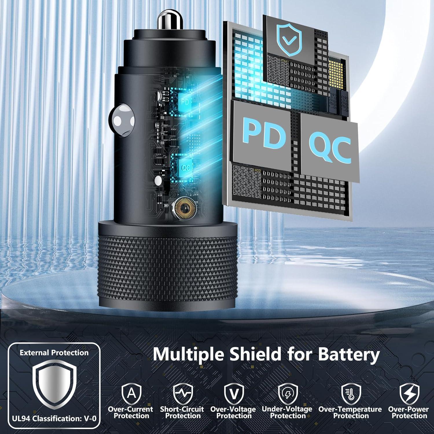 Cargador de Coche Rápido 52.5W Rombica USB-C y USB-A MFi