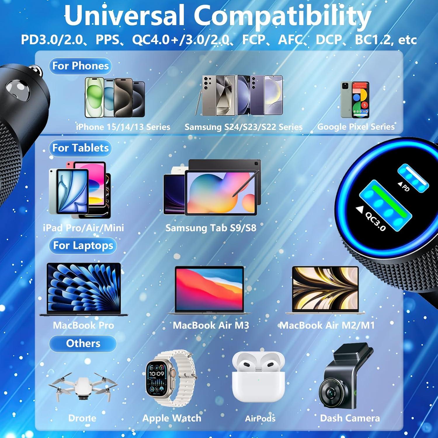 Cargador de Coche Rápido 52.5W Rombica USB-C y USB-A MFi