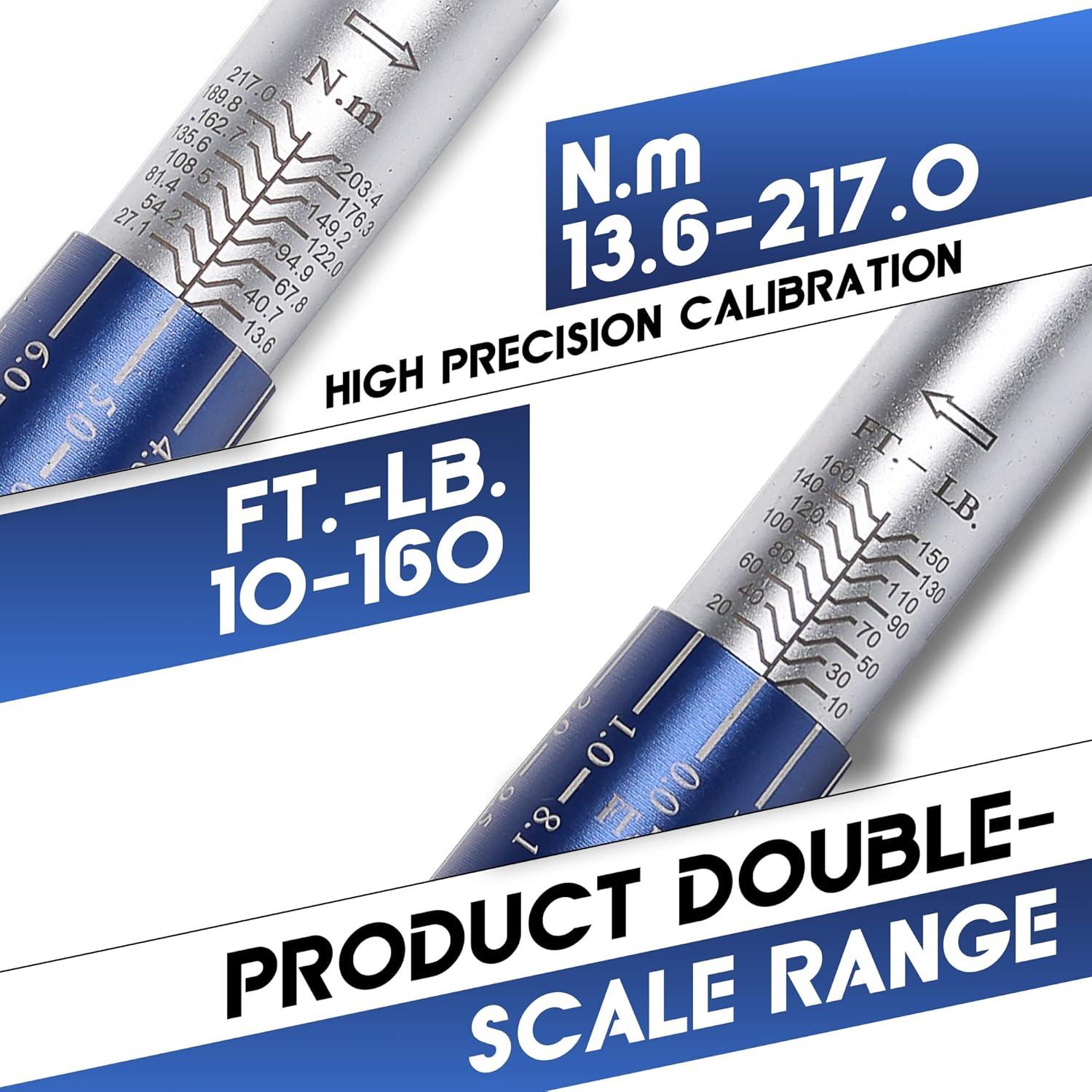 Llave de Torque UYECOVE 1/2" 10-160FT.LB / 13.6-217N.M con Bandeja