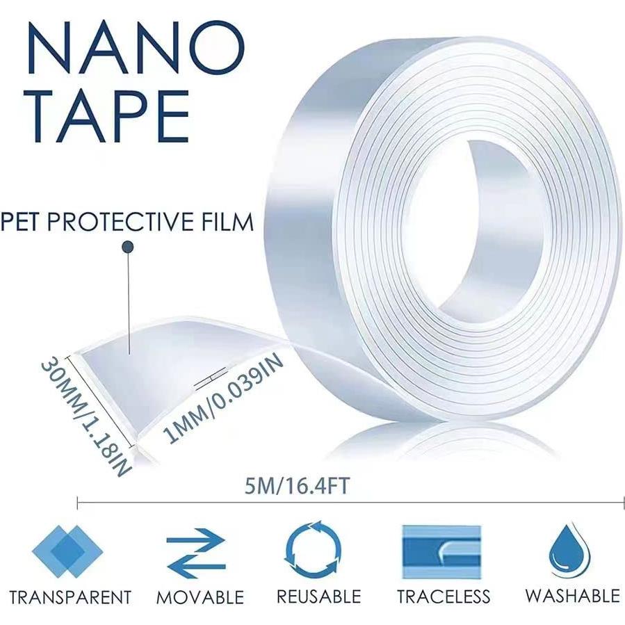 Cinta Adhesiva Doble Cara Nano CST 5m 3cm Alta Resistencia