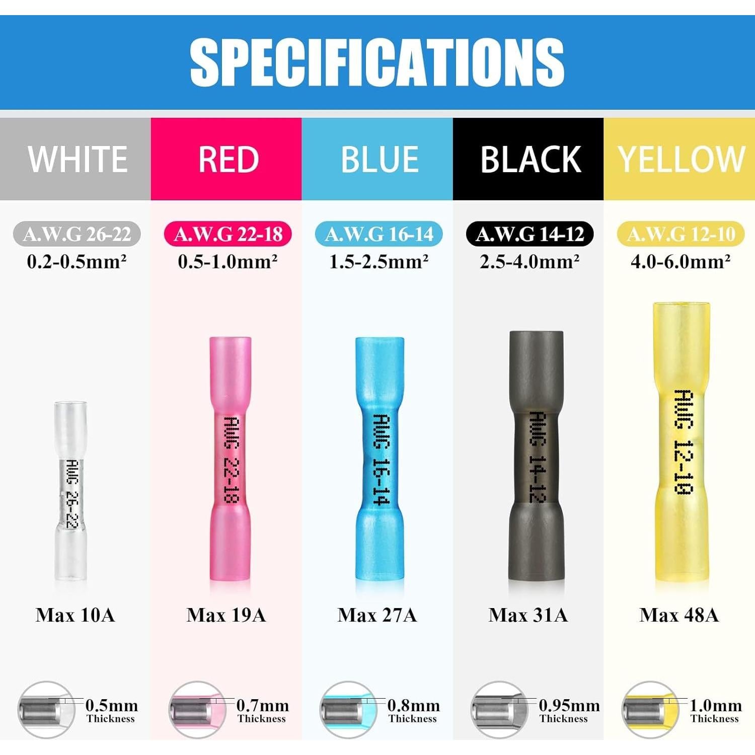 Kit de Conectores de Cable Termoretráctiles Camtek 525PCS 16-14 AWG