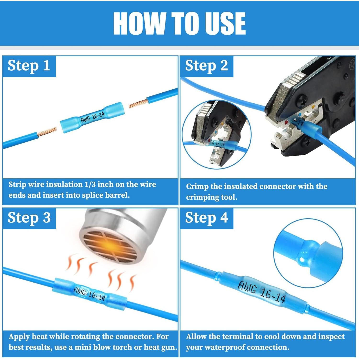 Kit de Conectores de Cable Termoretráctiles Camtek 525PCS 16-14 AWG