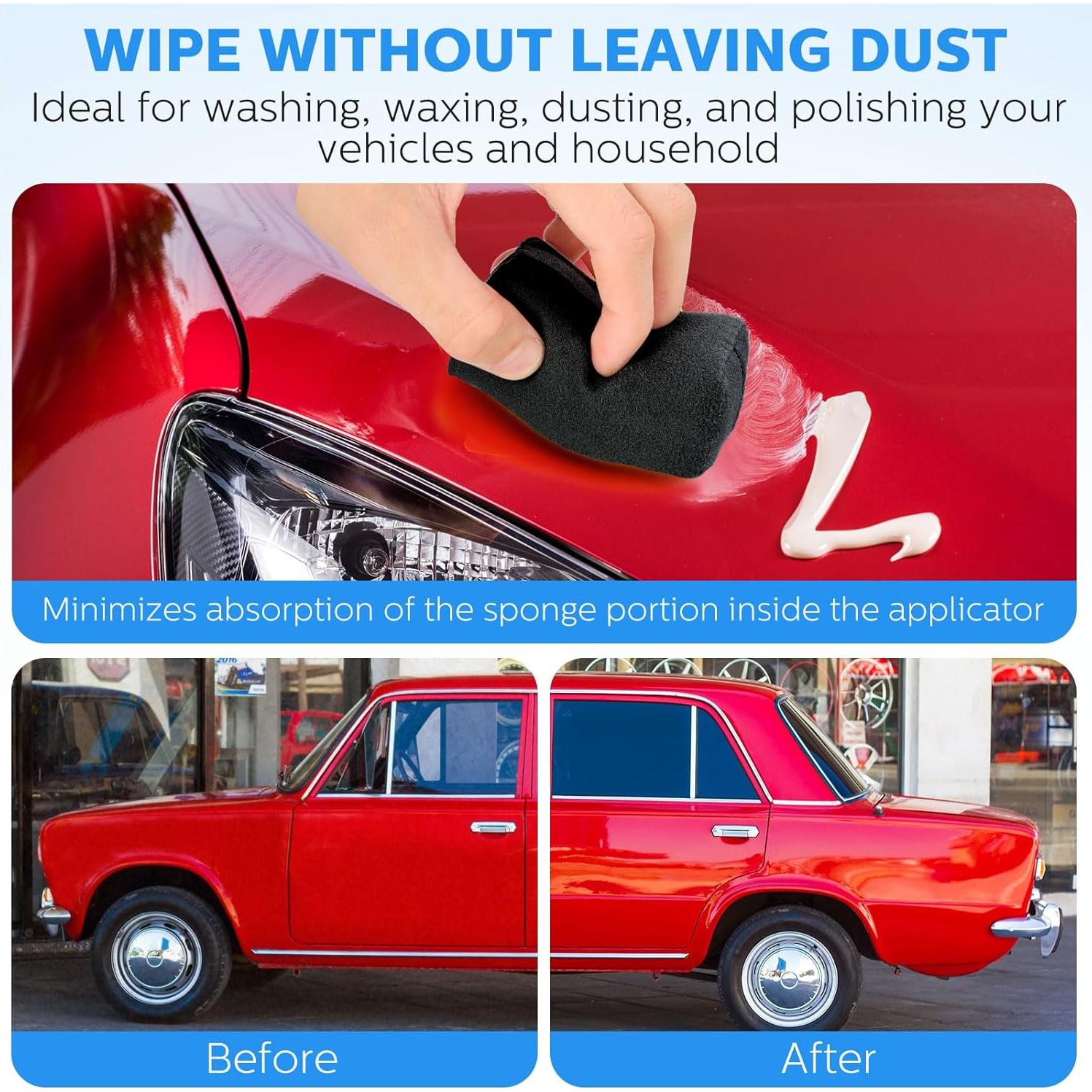Riakrum 12 Almohadillas Aplicadoras Microfibra para Cera Automóvil