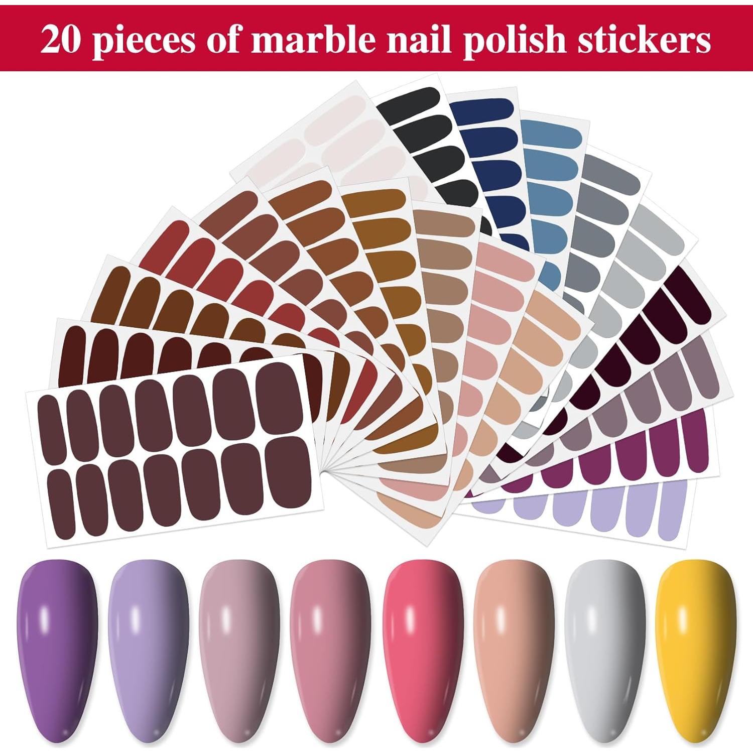 20 Hojas Tiras de Esmalte de Uñas YECIRALA 280 Piezas