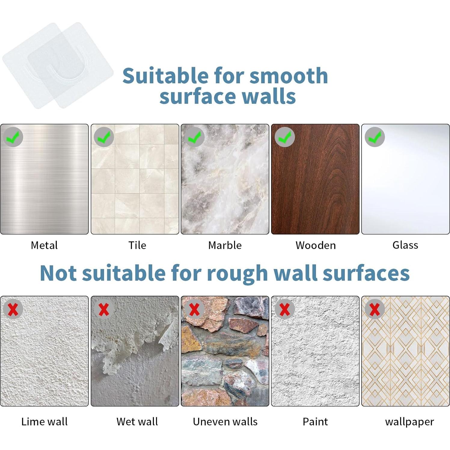 Soportes de Varilla de Ducha Adhesivos UAREP 4 Piezas 9.1 kg