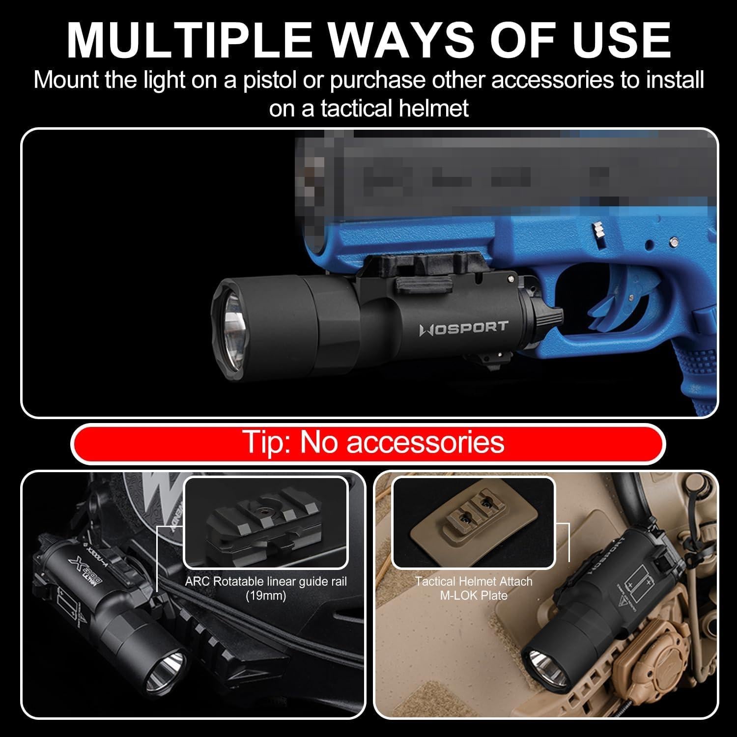 Linterna Táctica LED Zhongren X300-A 800 Lúmenes para Pistola