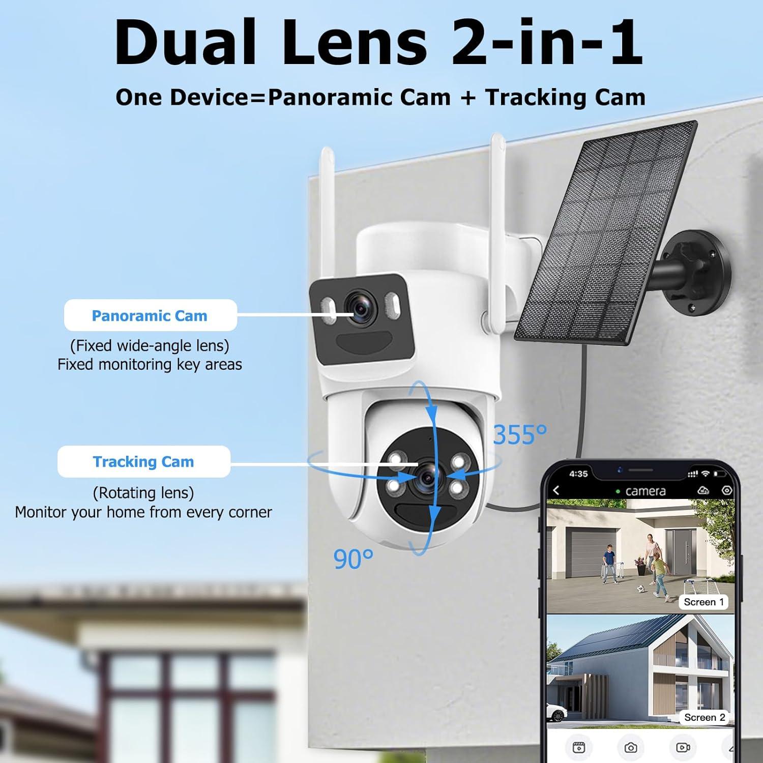 Cámara de Seguridad Solar Inalámbrica Kurain 6MP Doble Lente