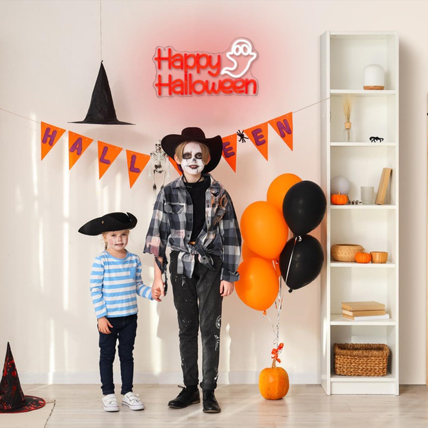 Luz Neón LED Feliz Halloween LMSIGNLY 43x24 cm Decoración