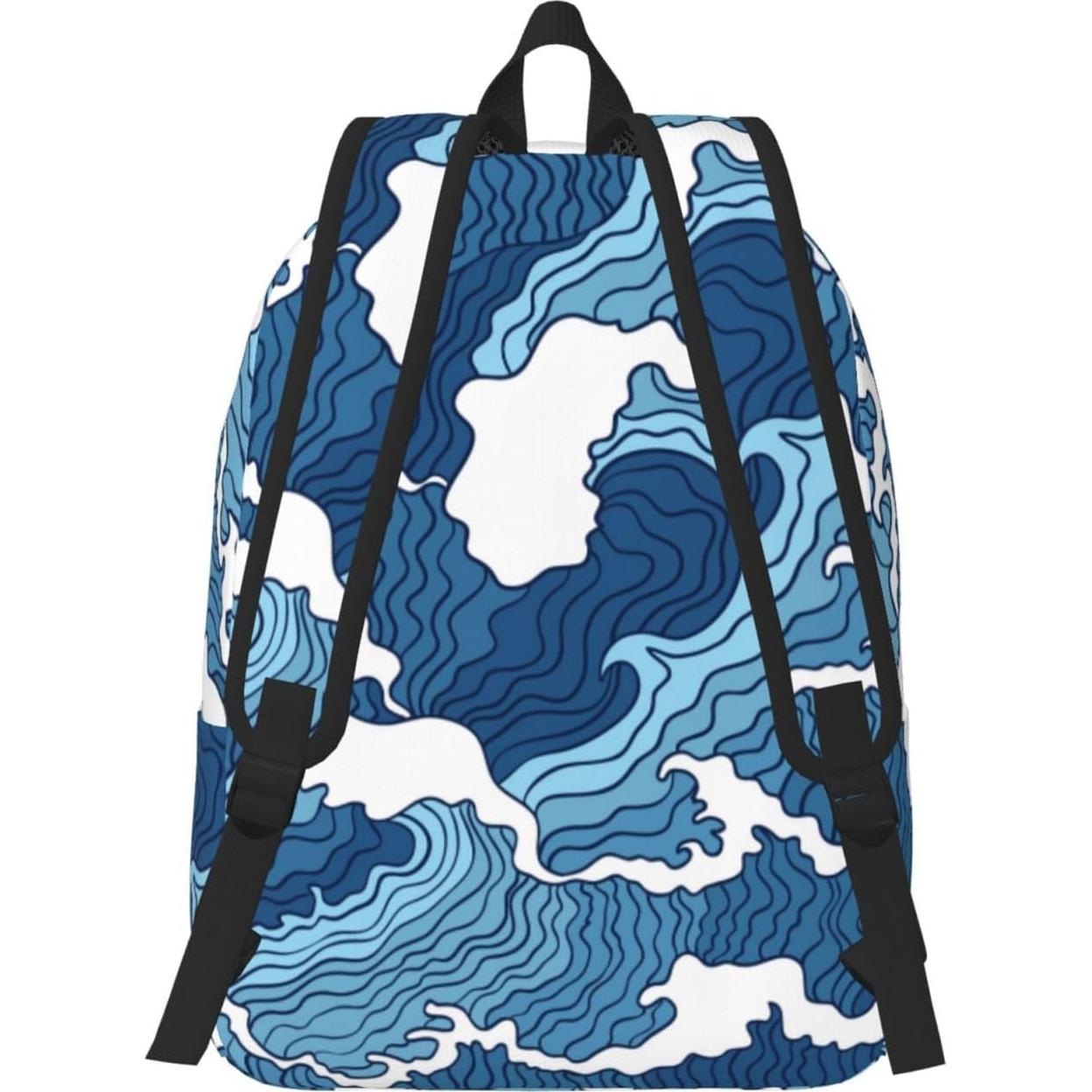 Mochila de Lona Ligera GVGOAGL 15" Olas Azules y Blancas