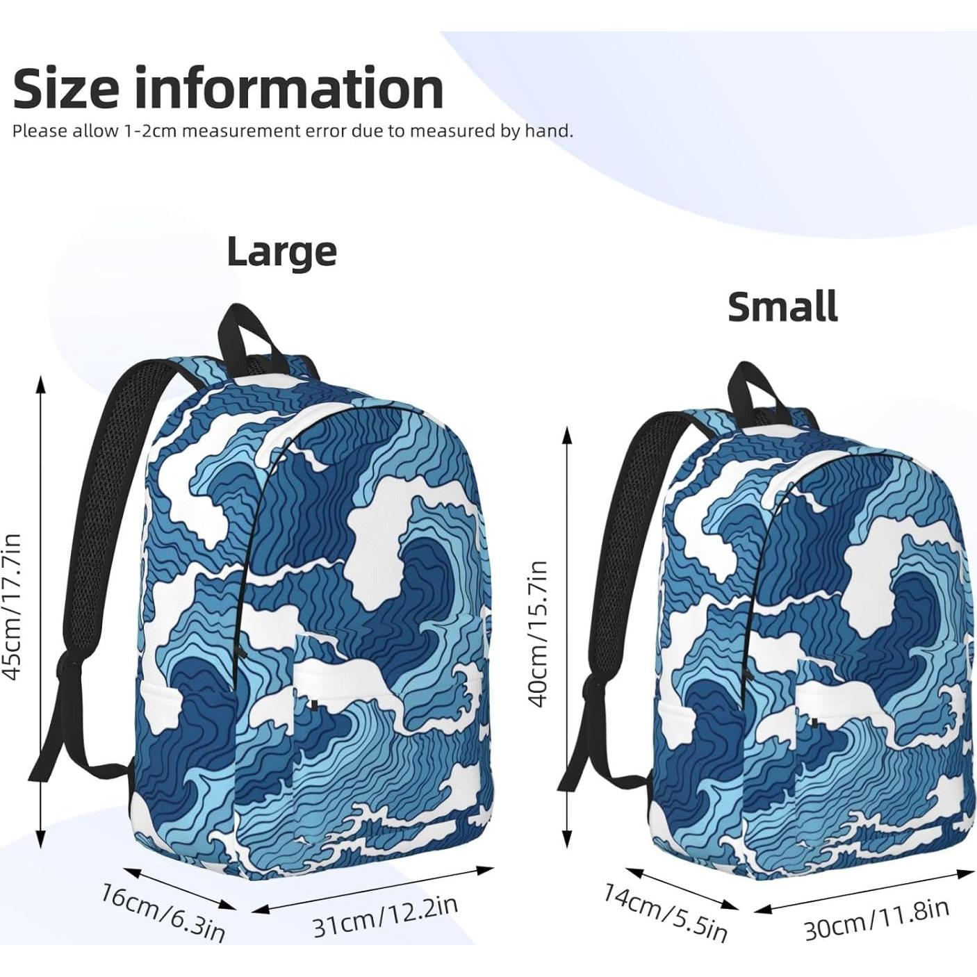 Mochila de Lona Ligera GVGOAGL 15" Olas Azules y Blancas