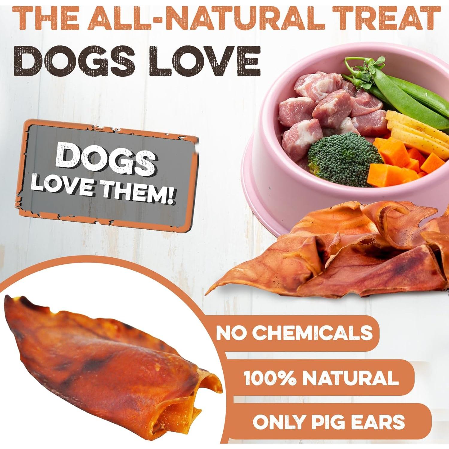 Orejas de Cerdo Enteras Brutus & Barnaby 12 Ct - Masticables Naturales