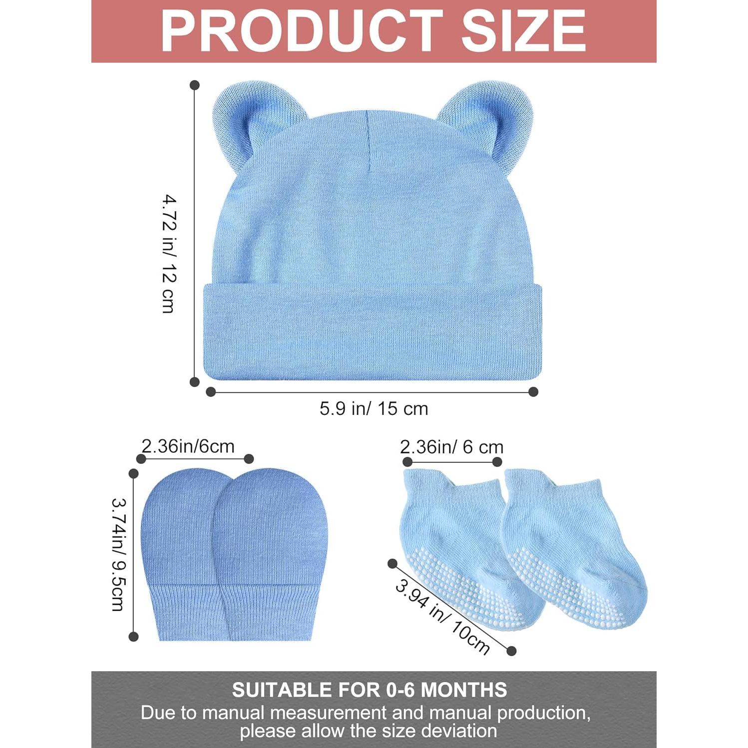 Conjunto de gorro, manoplas y calcetines Geyoga 0-6 meses