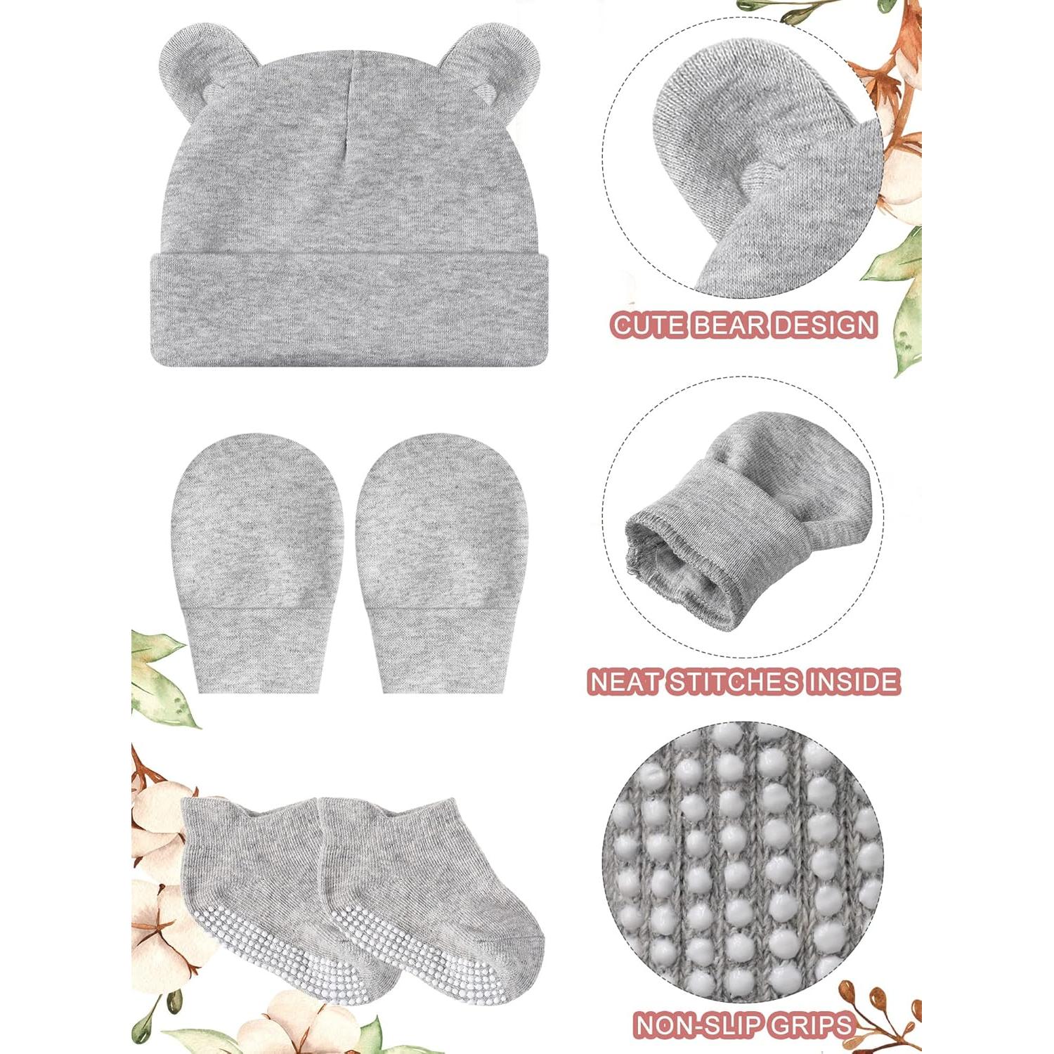 Conjunto de gorro, manoplas y calcetines Geyoga 0-6 meses
