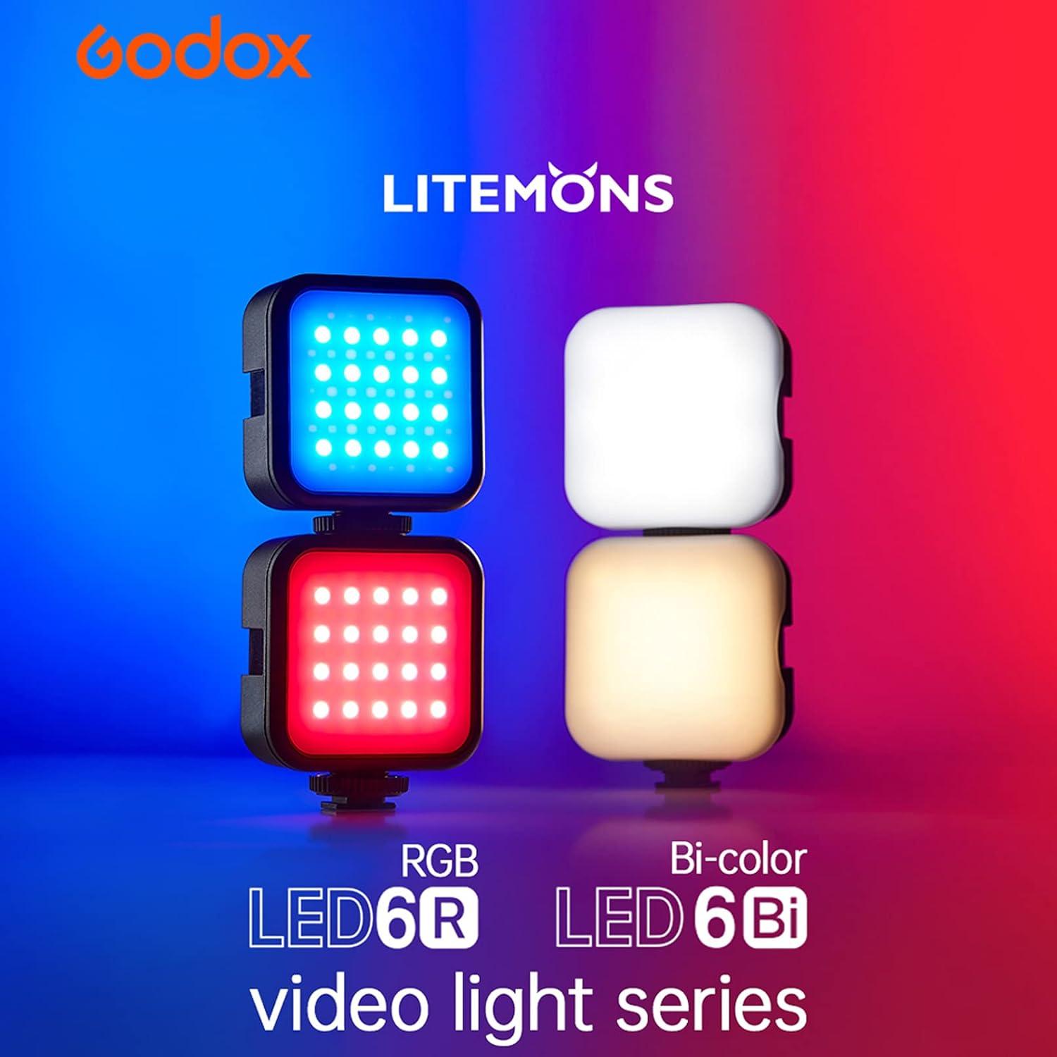 Luz de Video LED Godox LED6Bi Bi-color 3200K-6500K Recargable